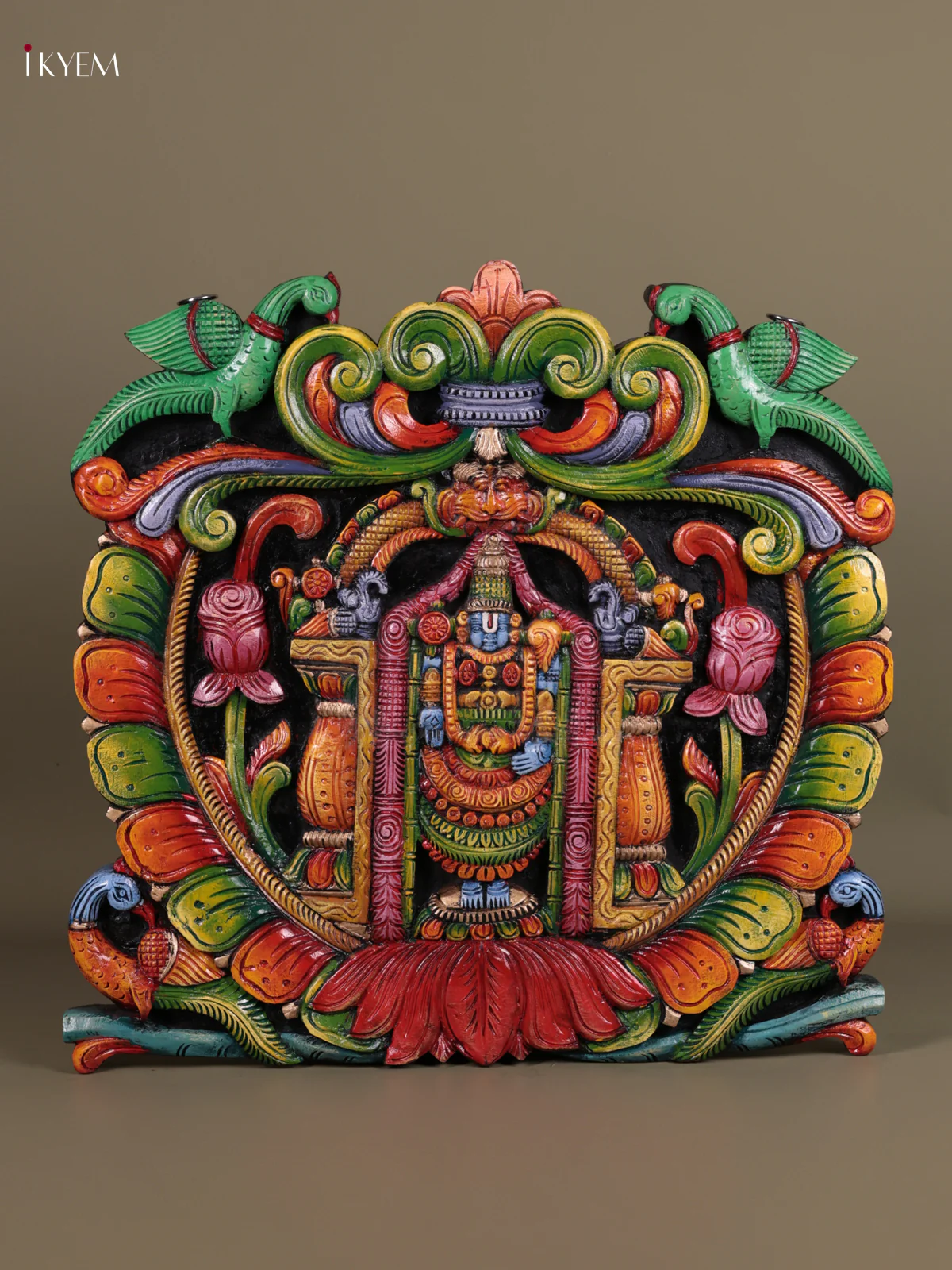 Wooden Hand Carved Painted - Balaji panel - (24×24) - KEB23005