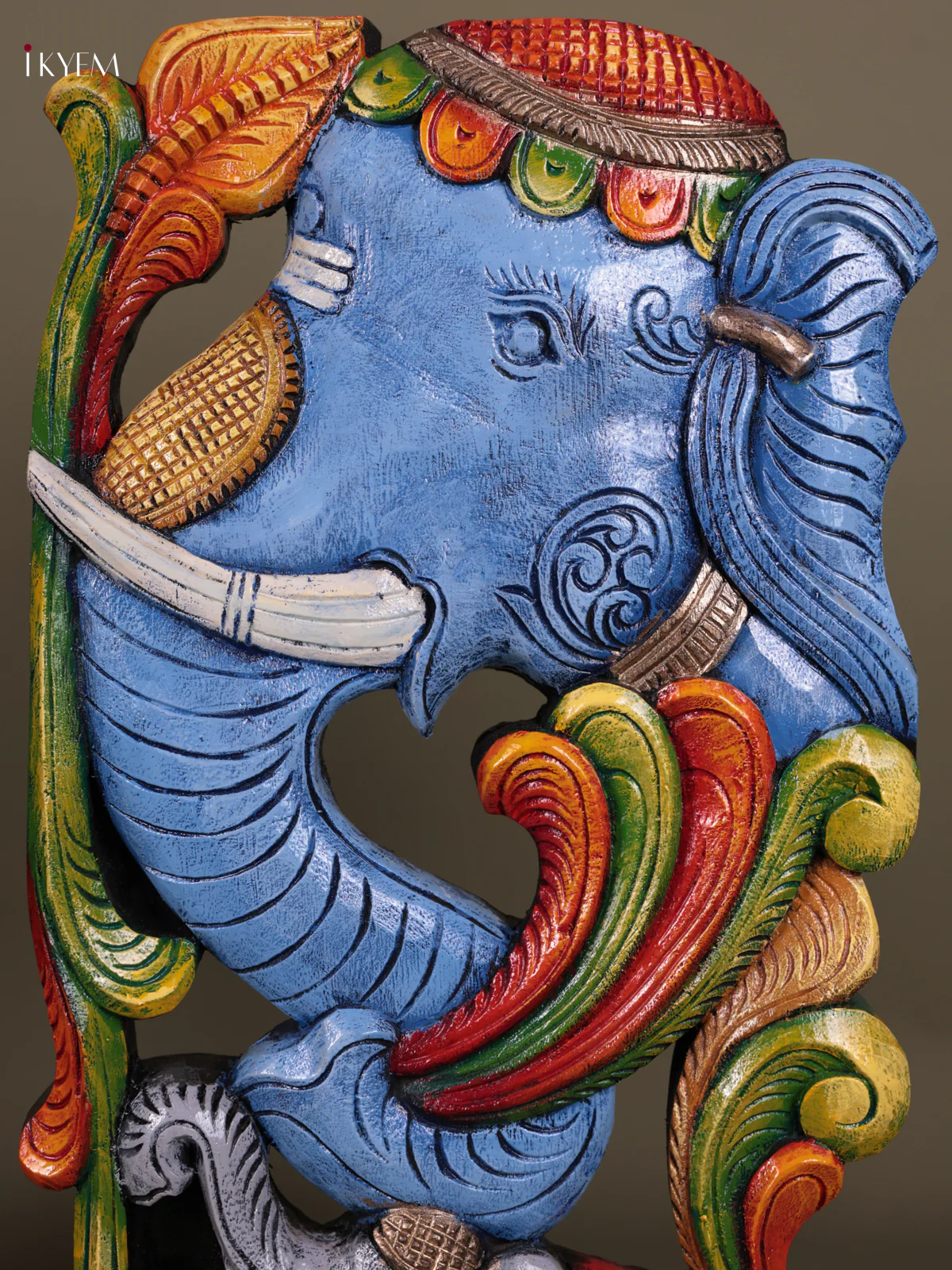 Wooden Hand Carved Painted - Elephant Wall panel - Set OF - 2 (24×12) - KEB23015 - Image 2