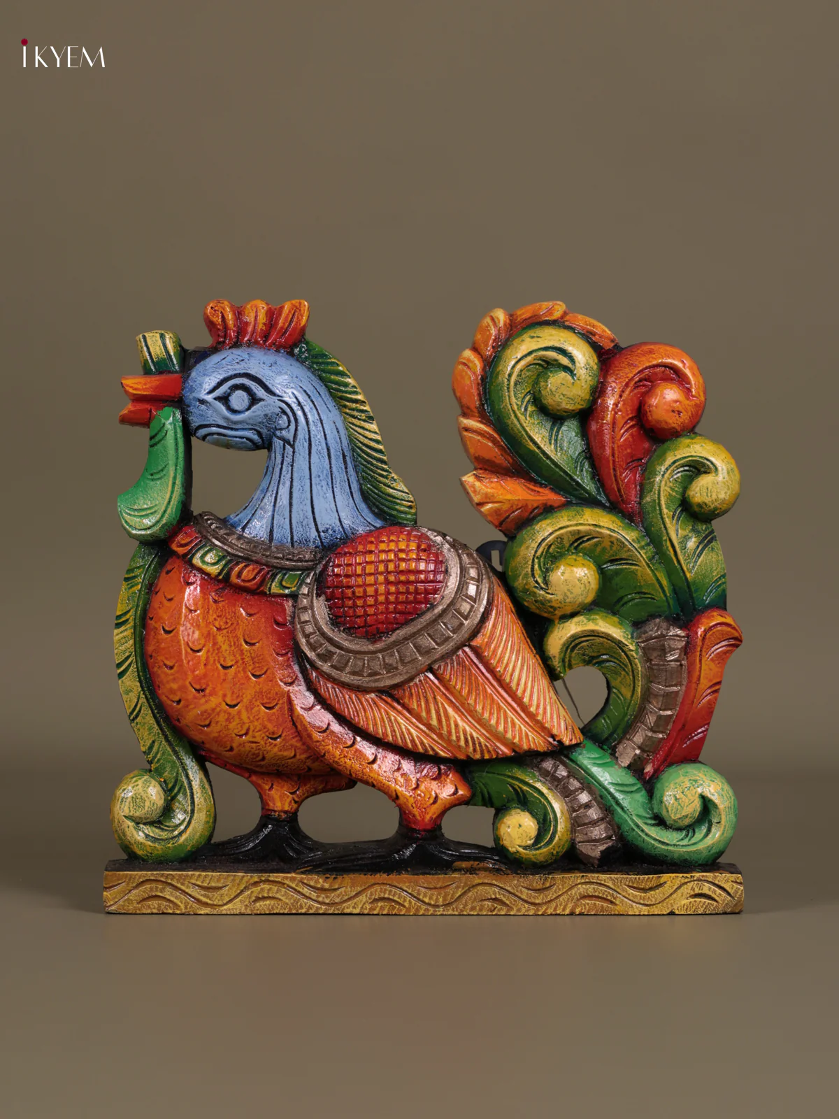 Wooden Hand Carved Painted -AnnaPakshi Wall Panel - Set OF - 2 - (12×12) - Image 2