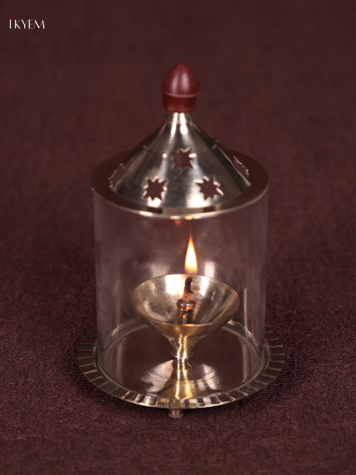 Brass Akhand Diya with Borosilicate Glass - KEB23032