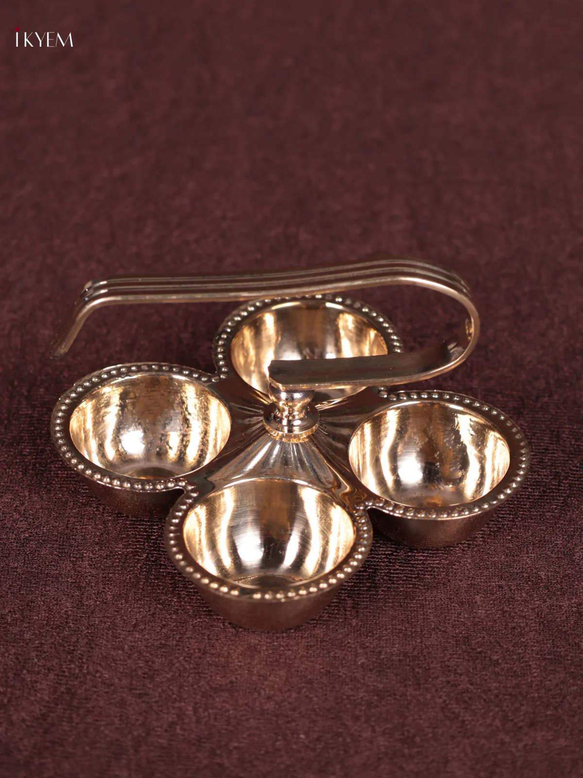 Brass Kankavati Haldi Kumkum Container with Handle - KEB23037