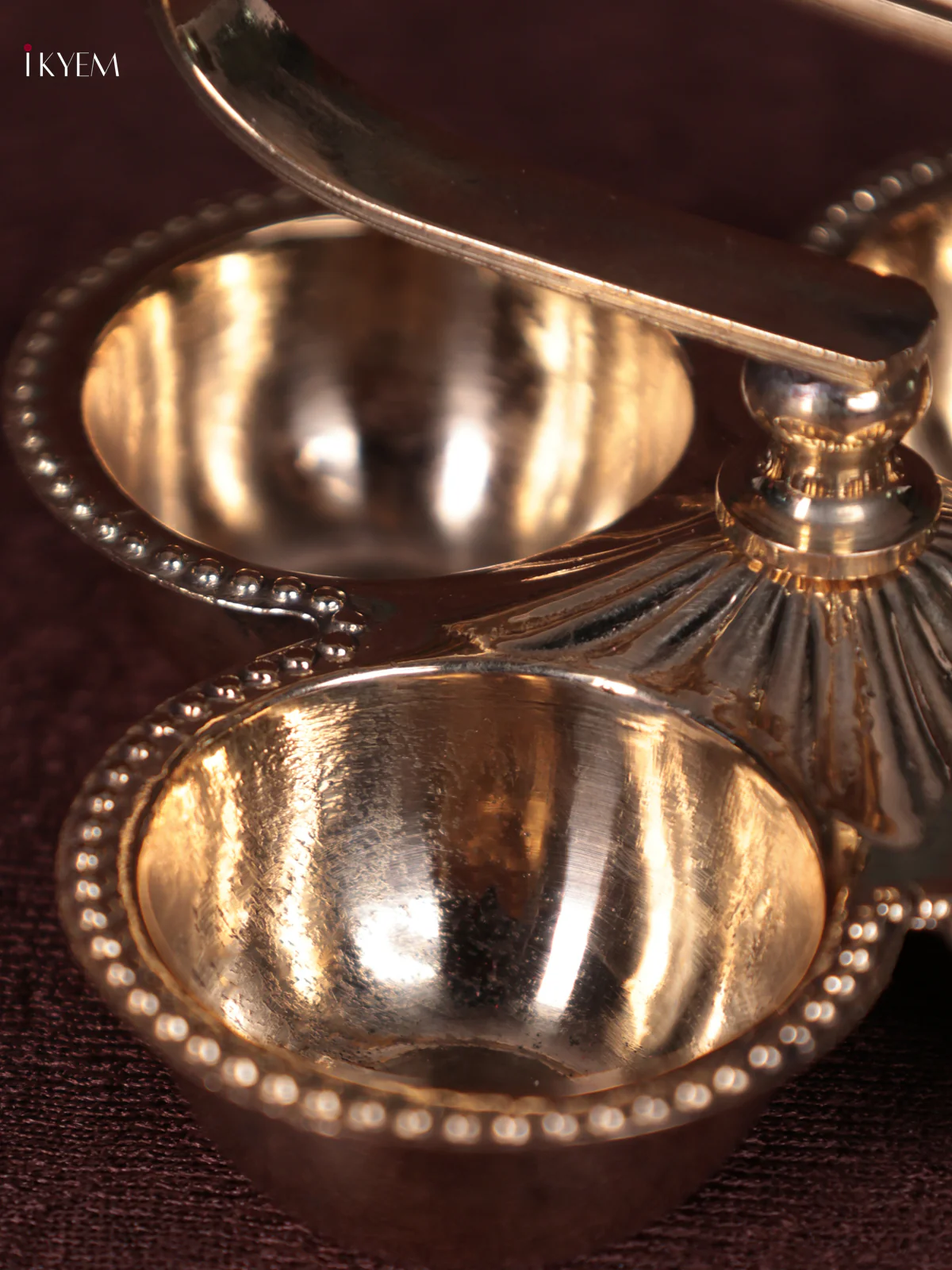 Brass Kankavati Haldi Kumkum Container with Handle - KEB23037 - Image 2
