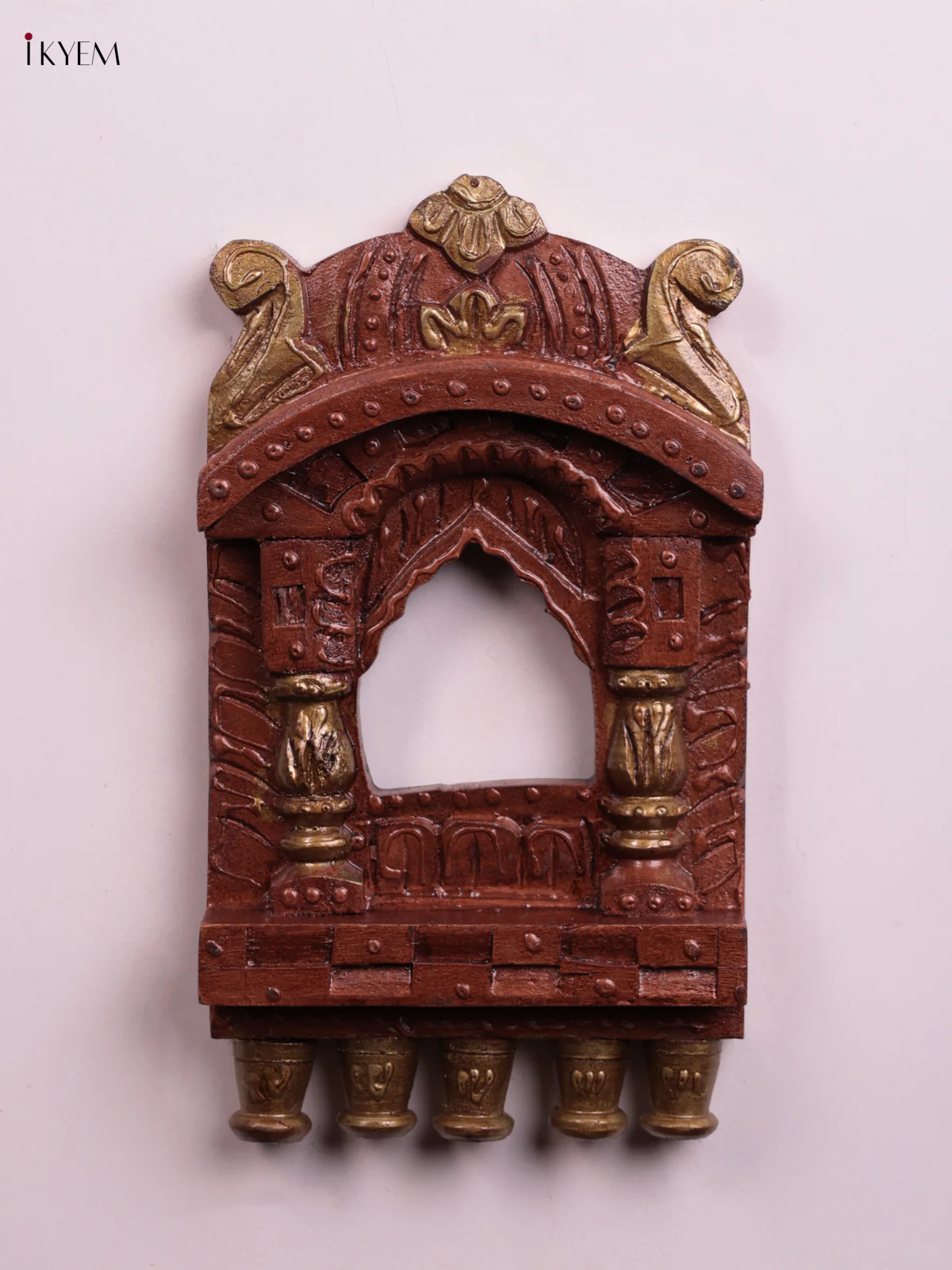 Hand Painted Wooden Jharokha- Copper - 10 Inch - KEB23042