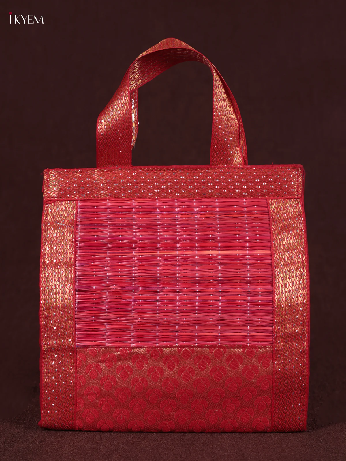 Korai Handbag - Raw Silk - Red - (8×8) - KEB24011