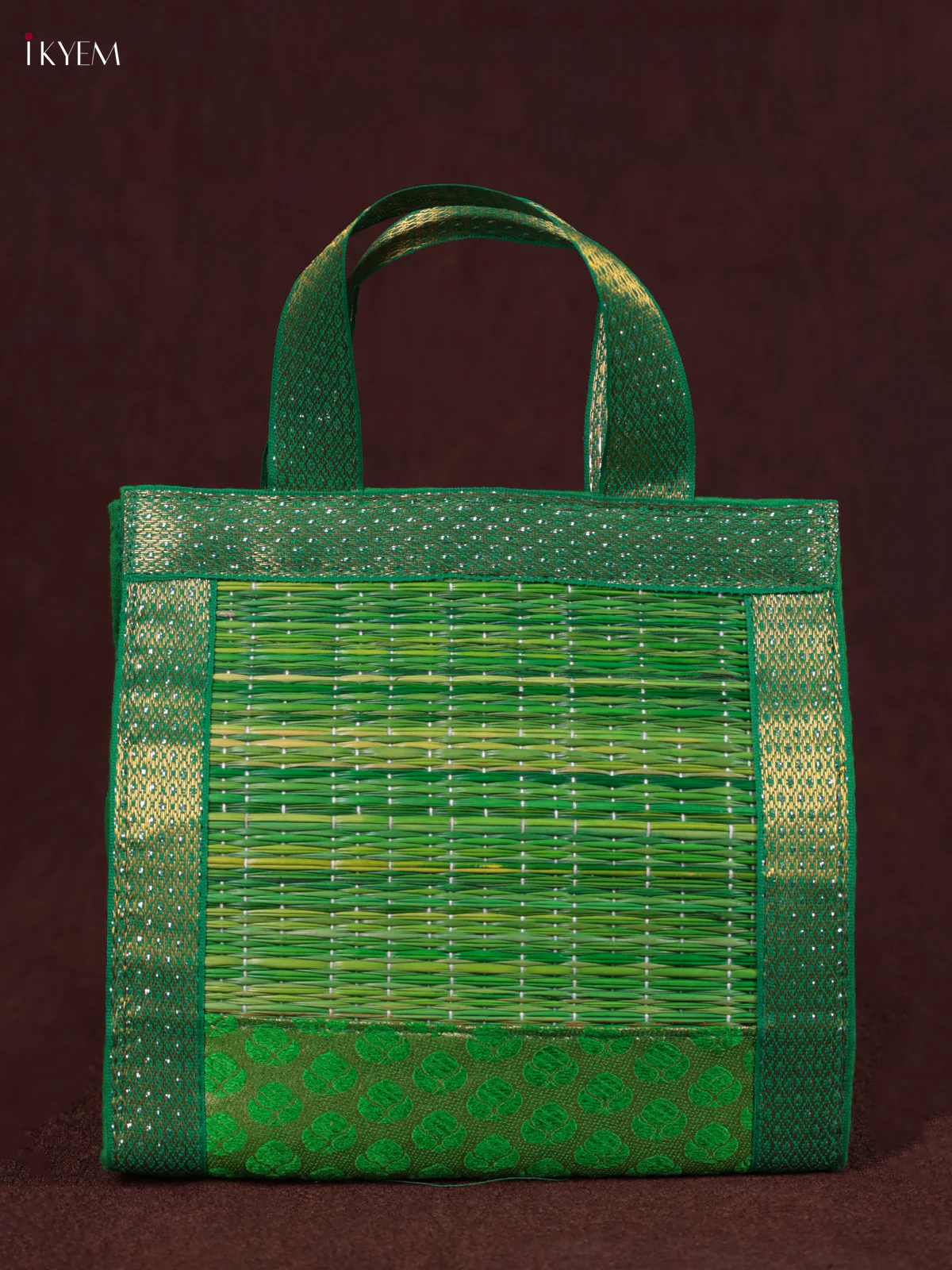 Korai Handbag - Raw Silk - Green - (8×8) - KEB24012
