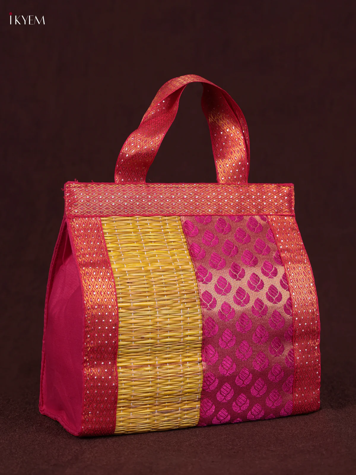 Korai Handbag - Raw Silk - Yellow & Pink - (8×8) - KEB24017 - Image 2