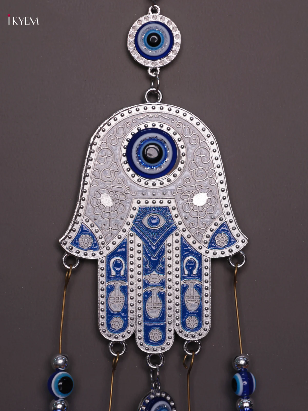 Evil Eye Buddha Hand Wall hanging Blue Bell - Image 2