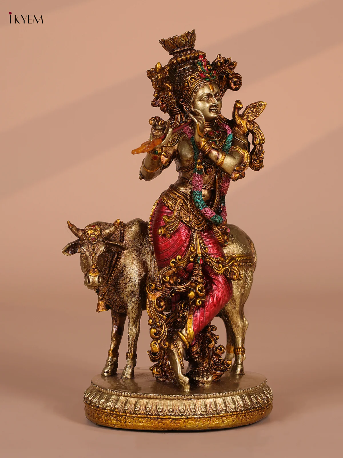 Handicrafts Resin Cow Krishan Statue - Image 4