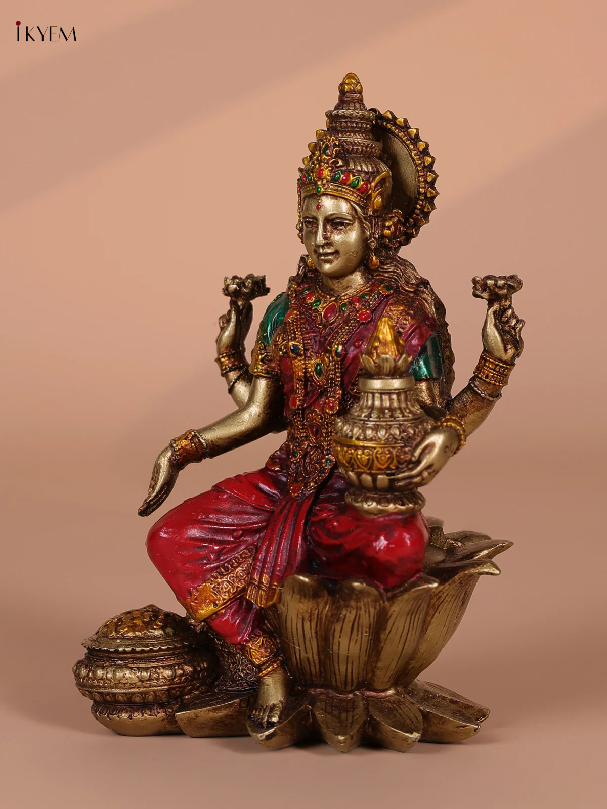 Handicrafts Resin Lakshmi Sitting With Lotus - Image 2