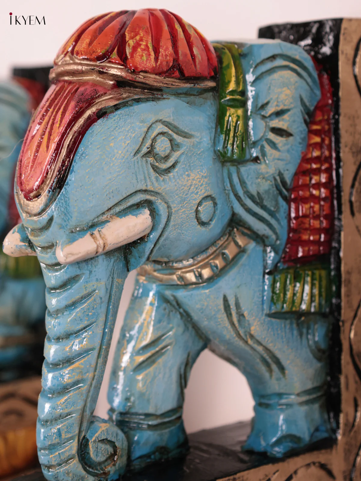 Wooden Hand Carved Painted - Elephant Wall Bracket Set OF - 2 - (12×6) - KEB27006 - Image 2