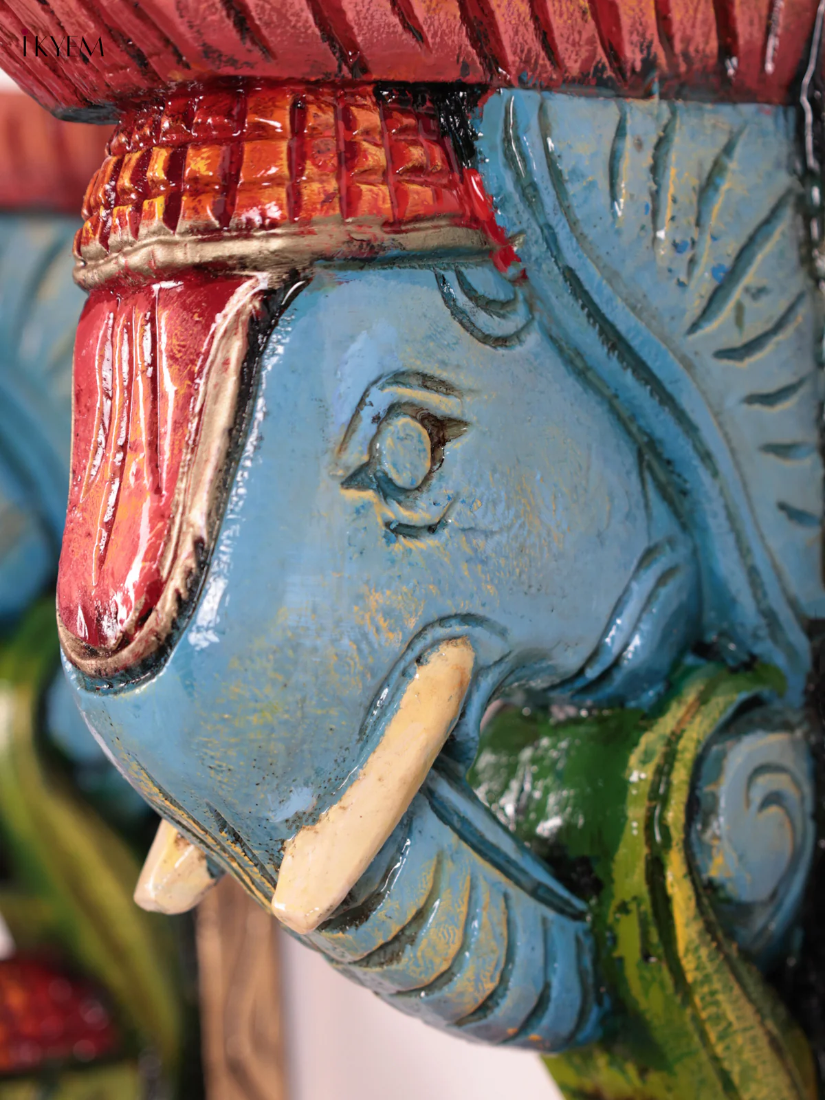 Wooden Hand Carved Painted - Elephant Head Wall Bracket Set OF - 2 - (12×6) - KEB27013 - Image 2