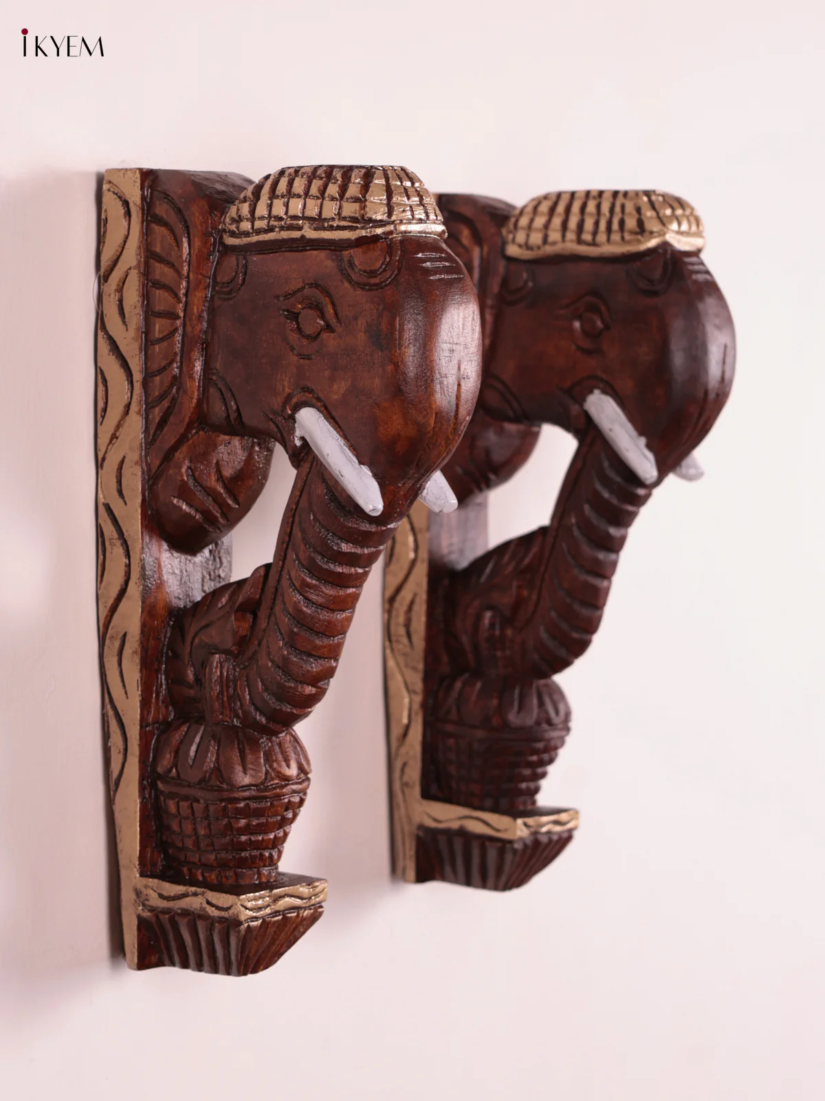 Wooden - Elephant Head Wall Bracket Set OF - 2 - (12×6) - KEB27018
