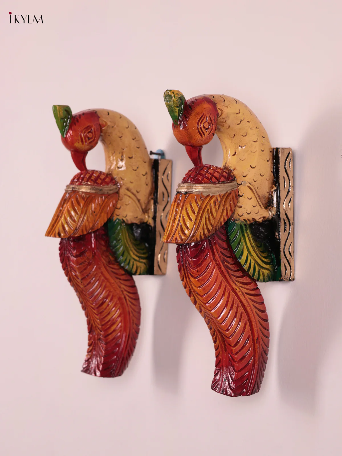 Wooden Hand Carved Painted - Parrot Wall Bracket Set OF - 2 (12×6) - KEB27056 - Image 3