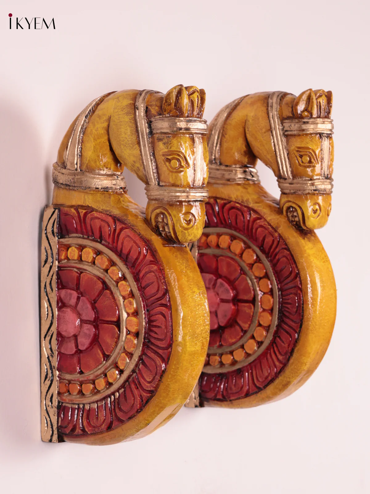 Wooden Hand Carved Painted - Horse Wall Bracket - Set OF 2 - (12×6)