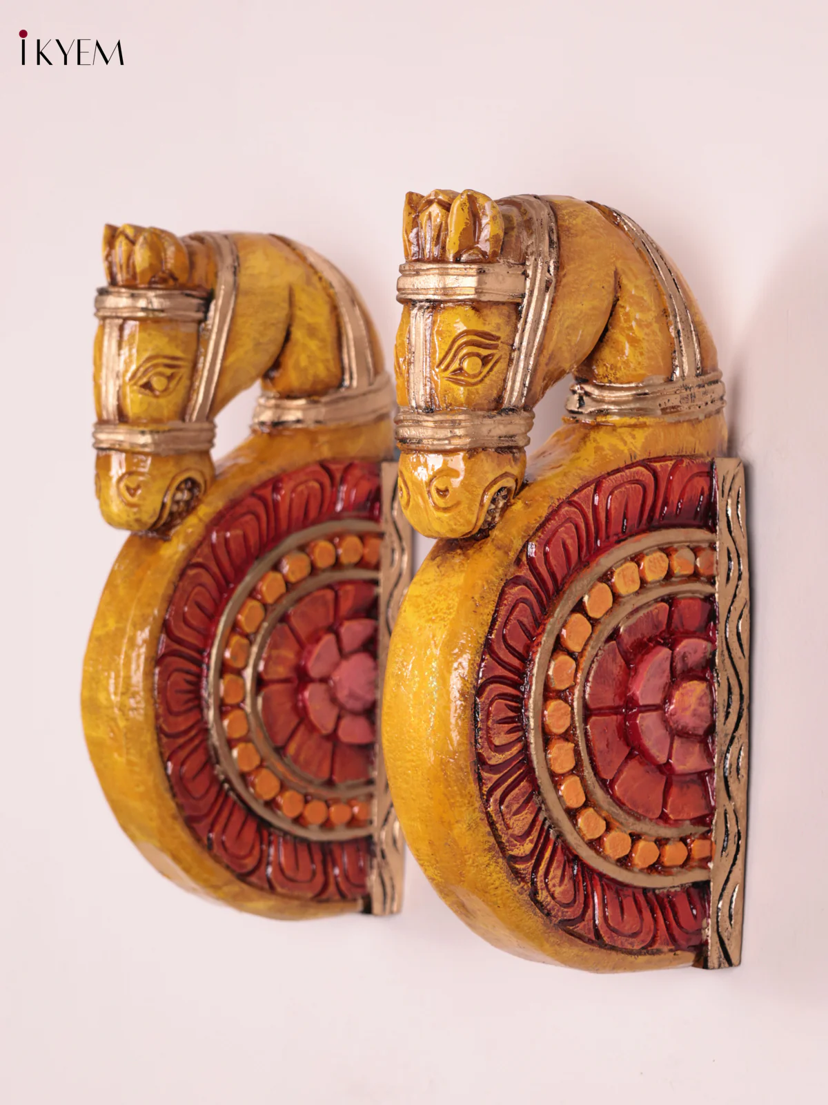 Wooden Hand Carved Painted - Horse Wall Bracket - Set OF 2 - (12×6) - Image 2