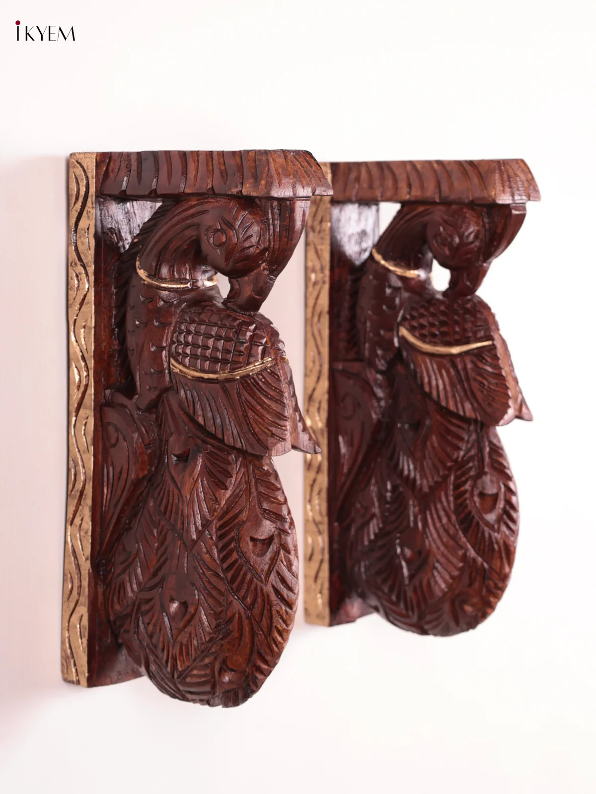 Wooden - Peacock Wall Bracket - Set OF 2 - (12×6) - KEB27096 - Image 3