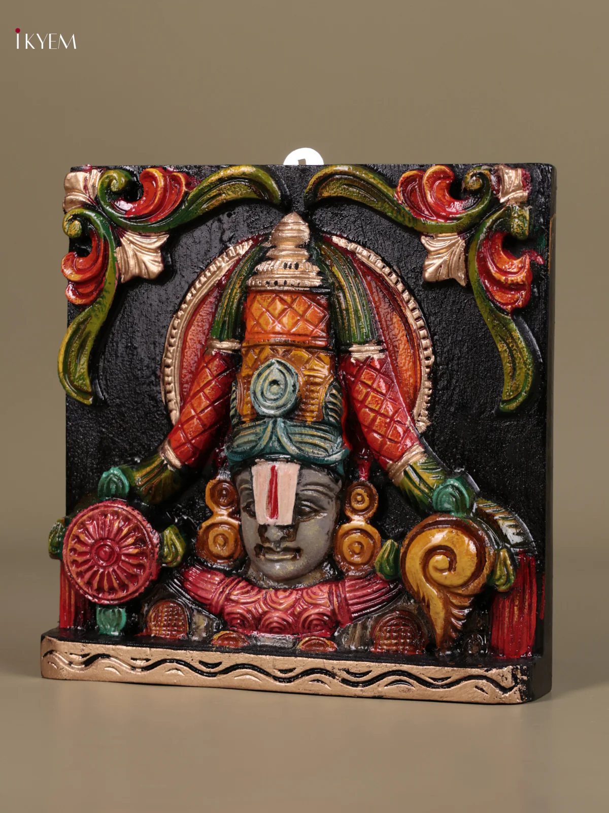 Wooden Hand Carved Painted - Balaji Wall Panel - (9×9) - KEB27106 - Image 3