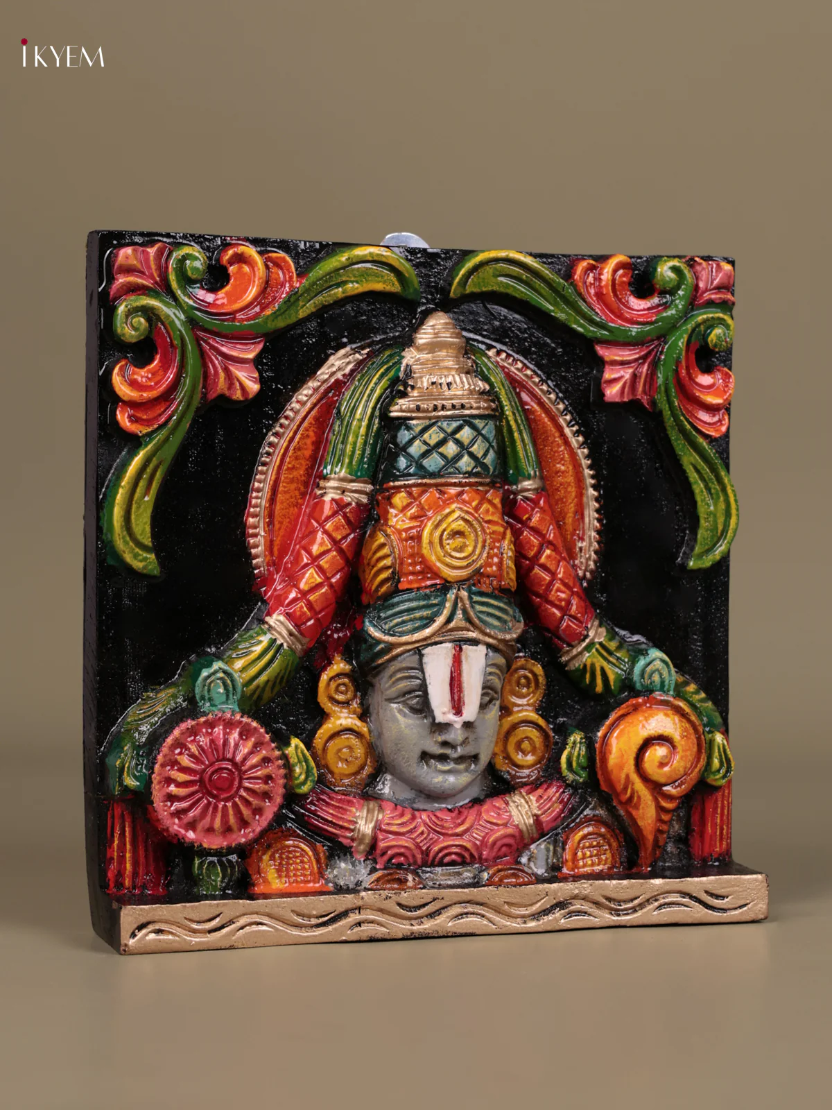 Wooden Hand Carved Painted - Balaji Wall Panel - (9×9) - KEB27109 - Image 2