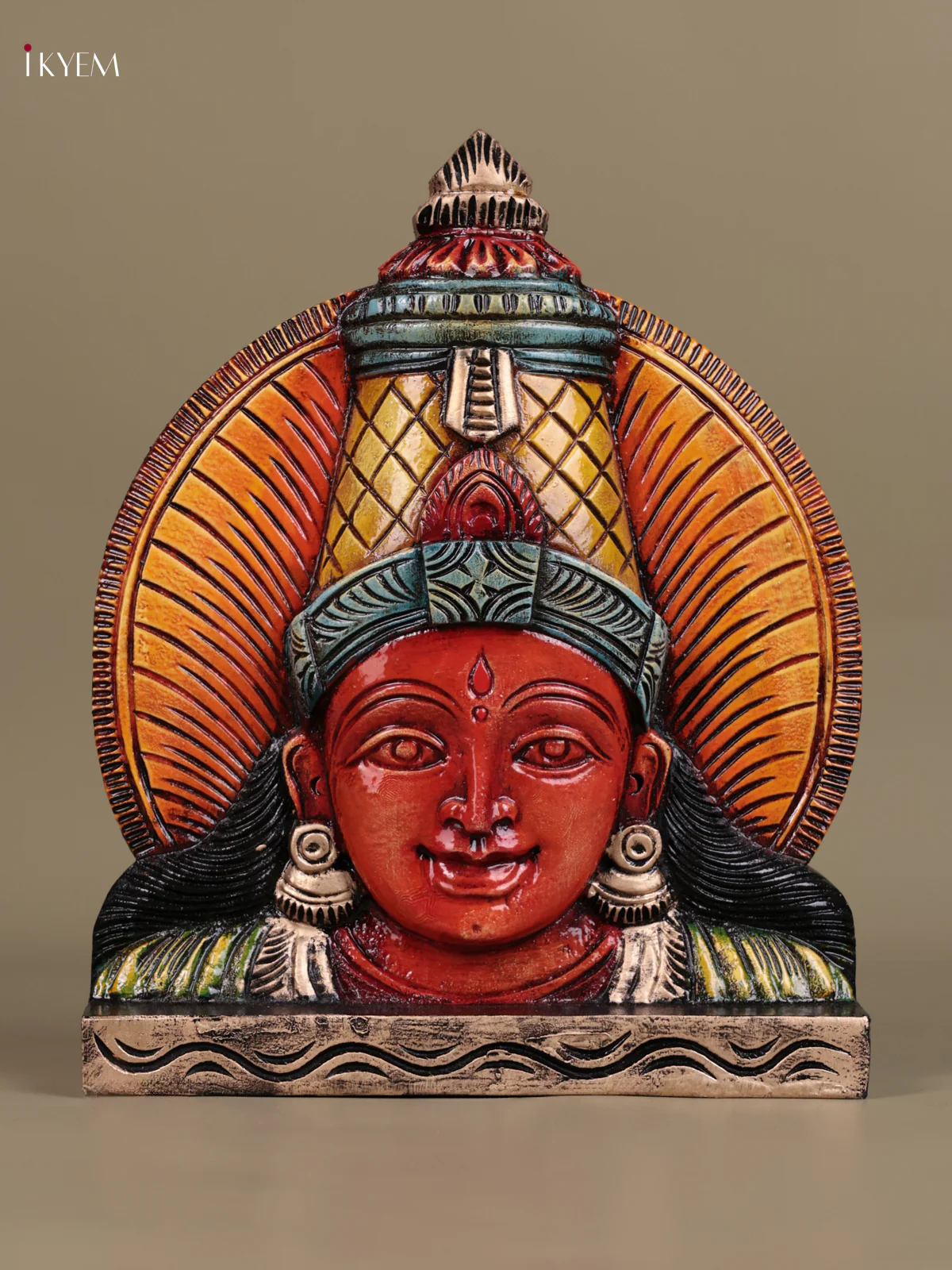 Wooden Hand Carved Painted - Lakshmi Face panel - (12×10) - KEB27126
