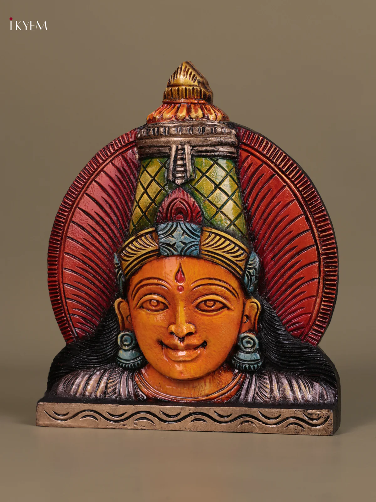 Wooden Hand Carved Painted - Lakshmi Face panel - (12×10) - KEB27128 - Image 3