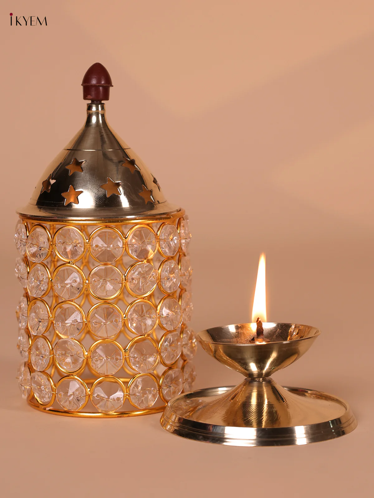 Brass Crystal Diya - 6.5 inch - Image 2