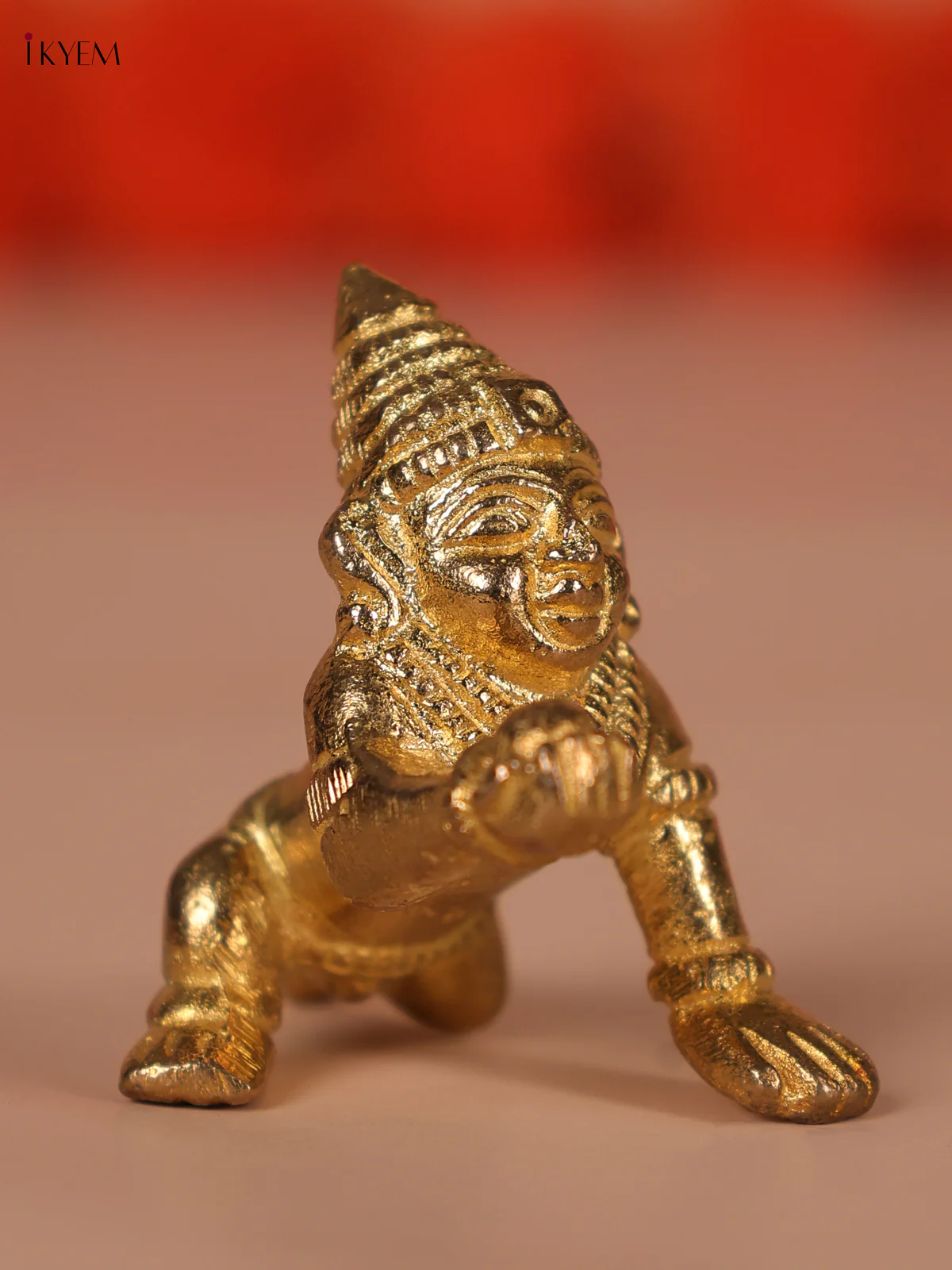 Brass Krishna with Laddu Idol - 3 Inch - Image 2