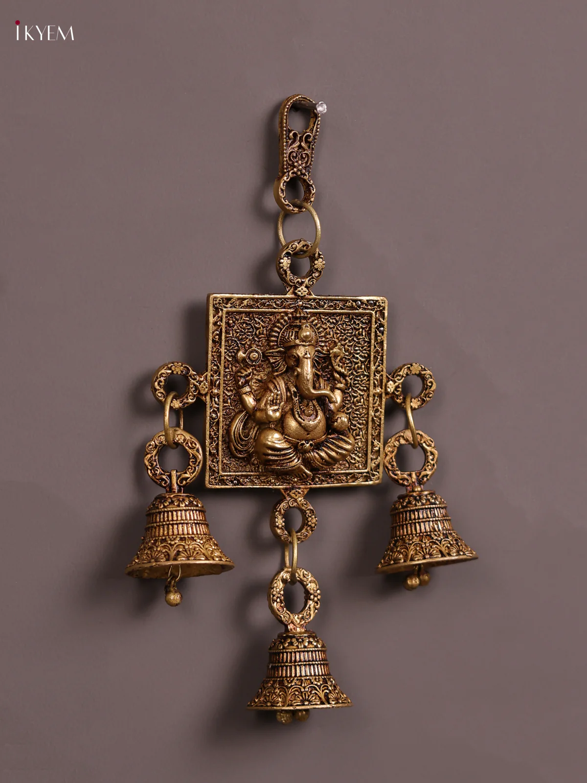 Brass wall hanging Ganesha with bell - Image 3