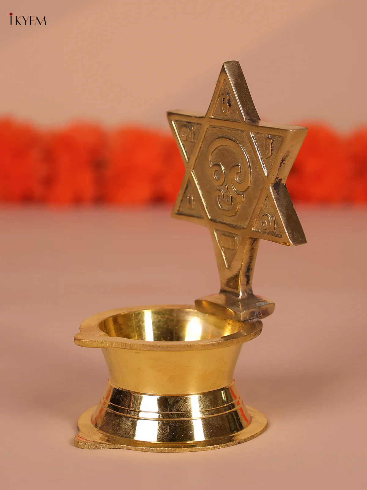 Brass Star Diya with Om Engraving - Image 2
