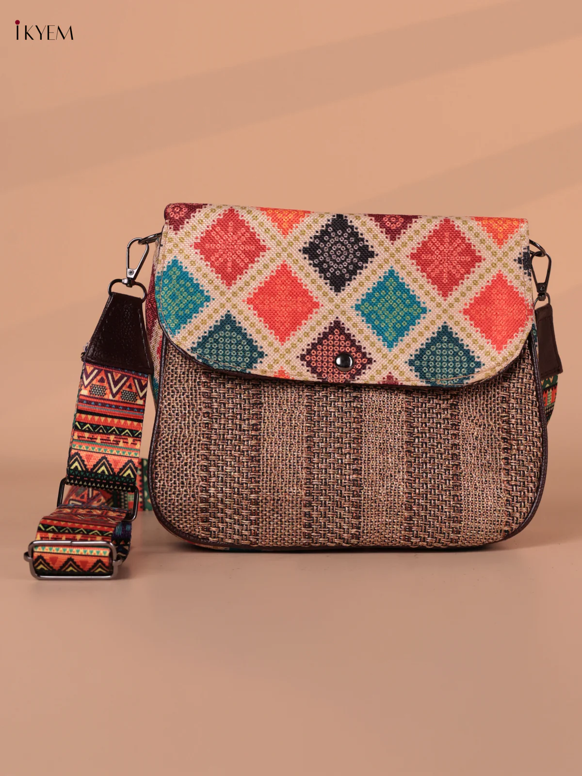Printed Sling Bag - Brown