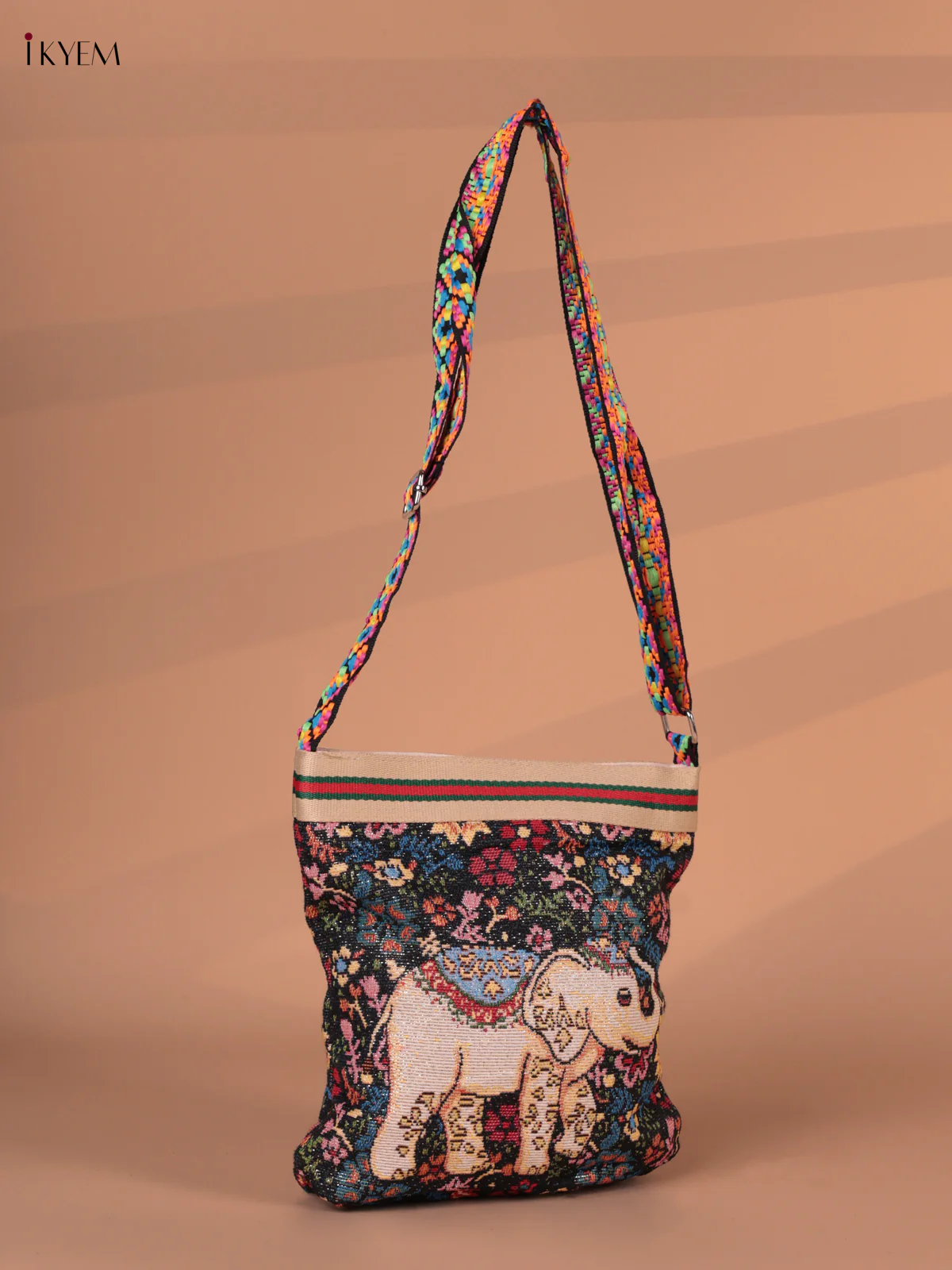 Elephant Printed Sling bag - Black - Image 2