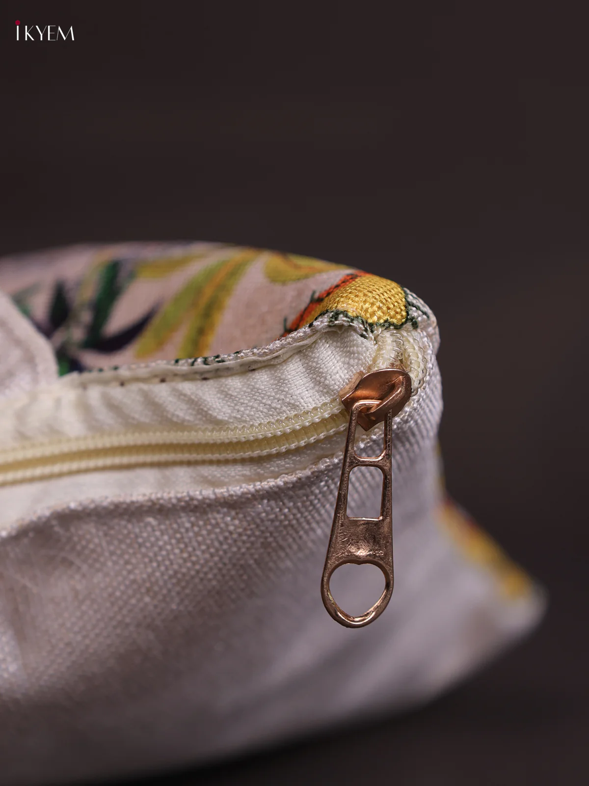 Krishna Vruksha Printed Jute Handbag - Yellow - Image 3