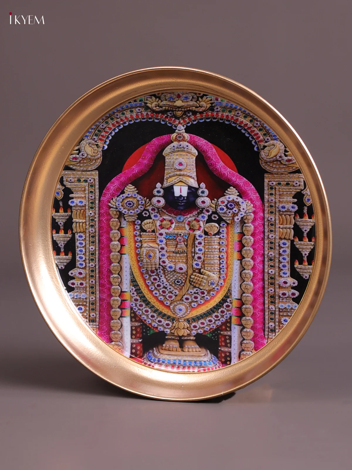Balaji - Printed Brass Coated Plate Black - 8 inch - Image 2