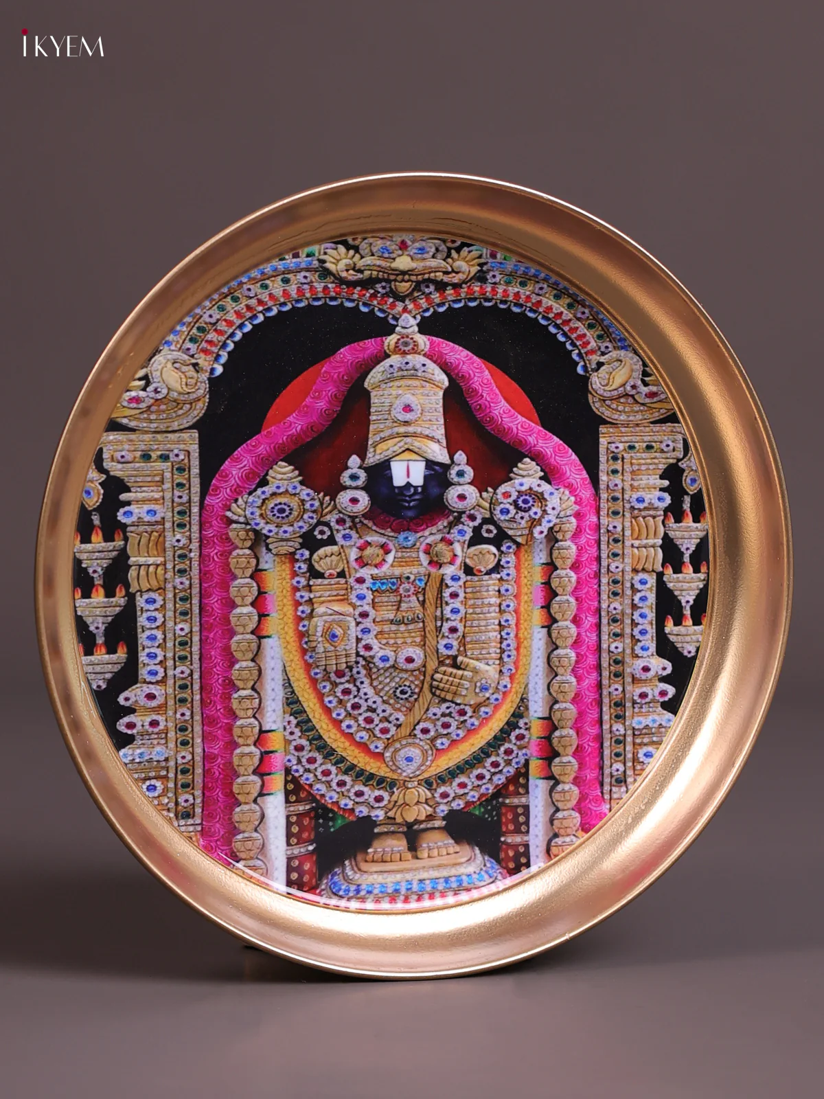 Balaji - Printed Brass Coated Plate Black - 8 inch - Image 3