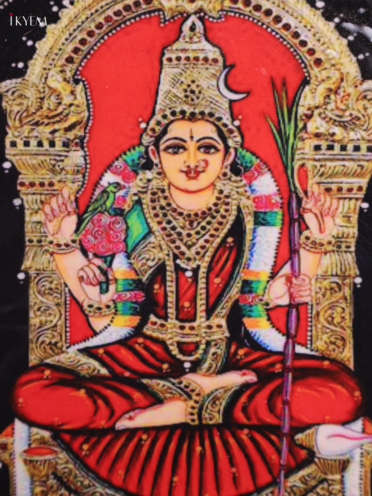 Kamatchi - Printed Brass Coated Plate With Hook Black - 8 inch - Image 2
