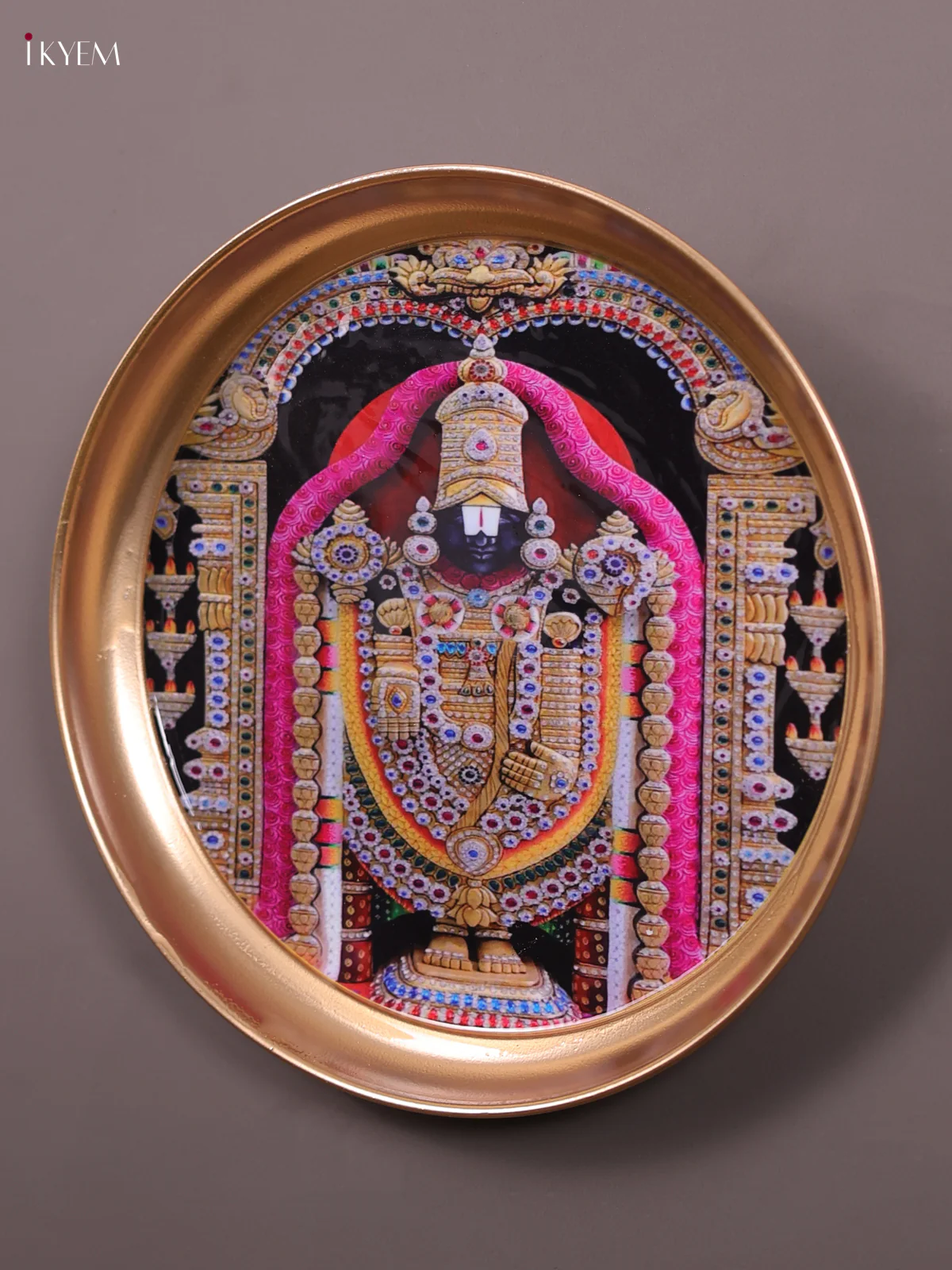 Balaji - Printed Brass Coated Plate With Hook Black - 8 inch - Image 3