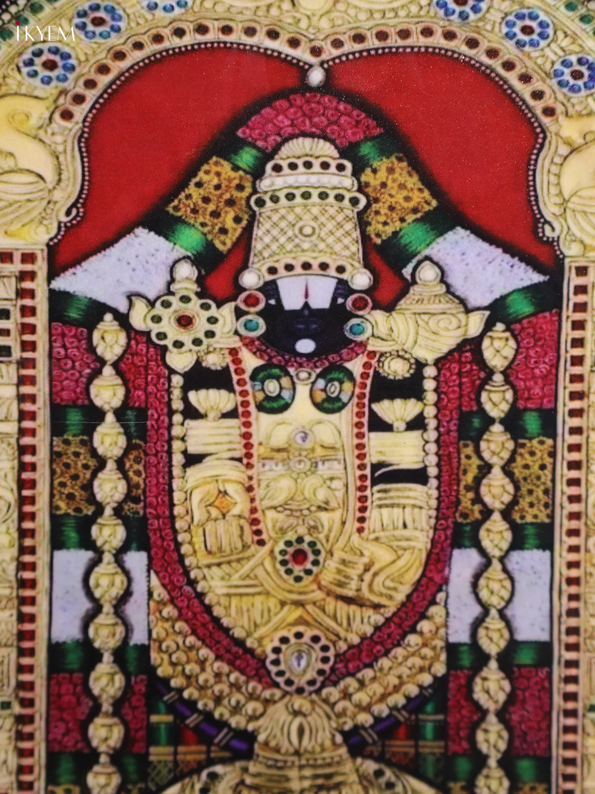 Balaji - Printed Brass Coated Plate With Hook Maroon - 8 inch - Image 2