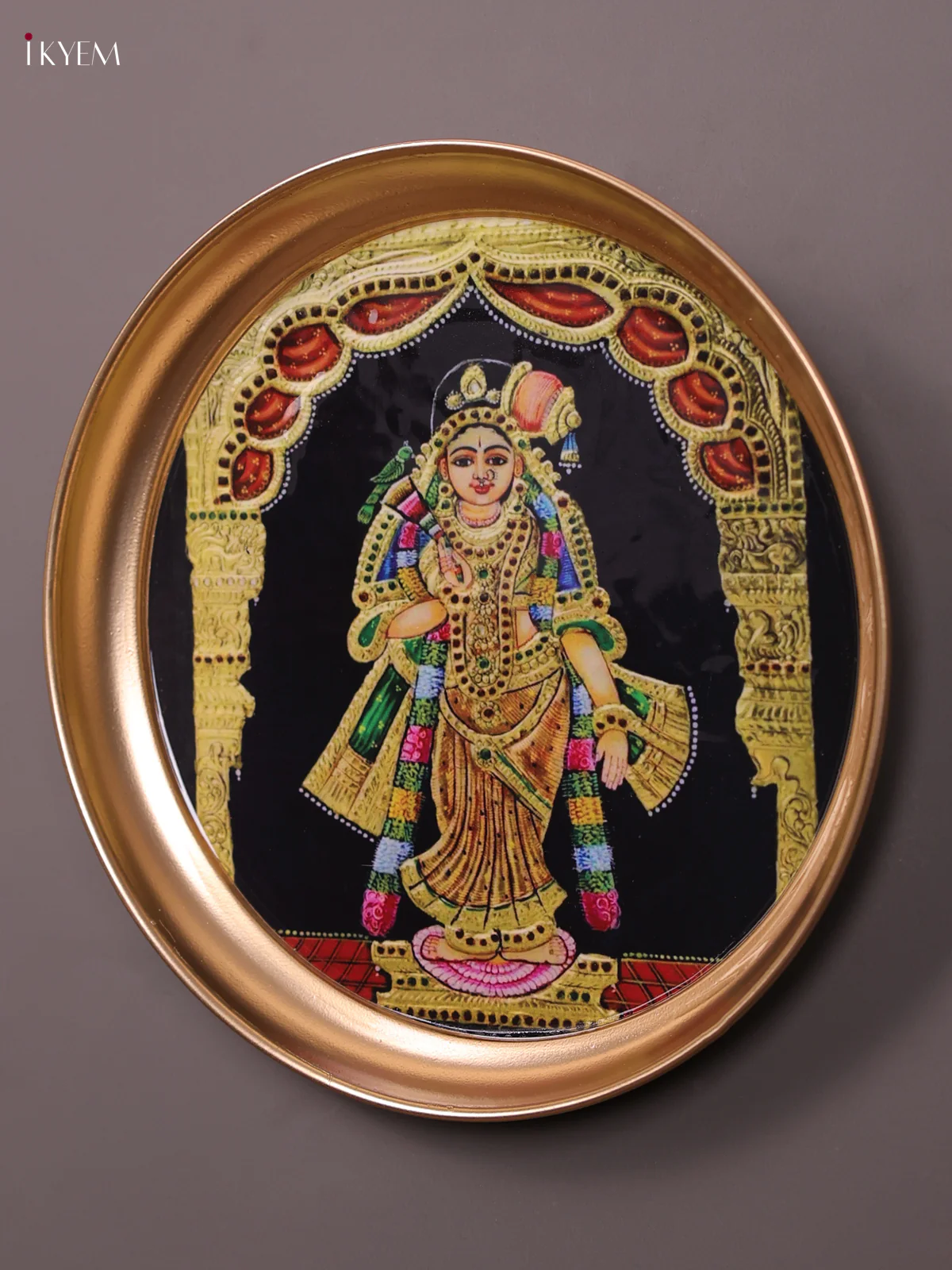 Aandal - Printed Brass Coated Plate With Hook Black - 8 inch - Image 3