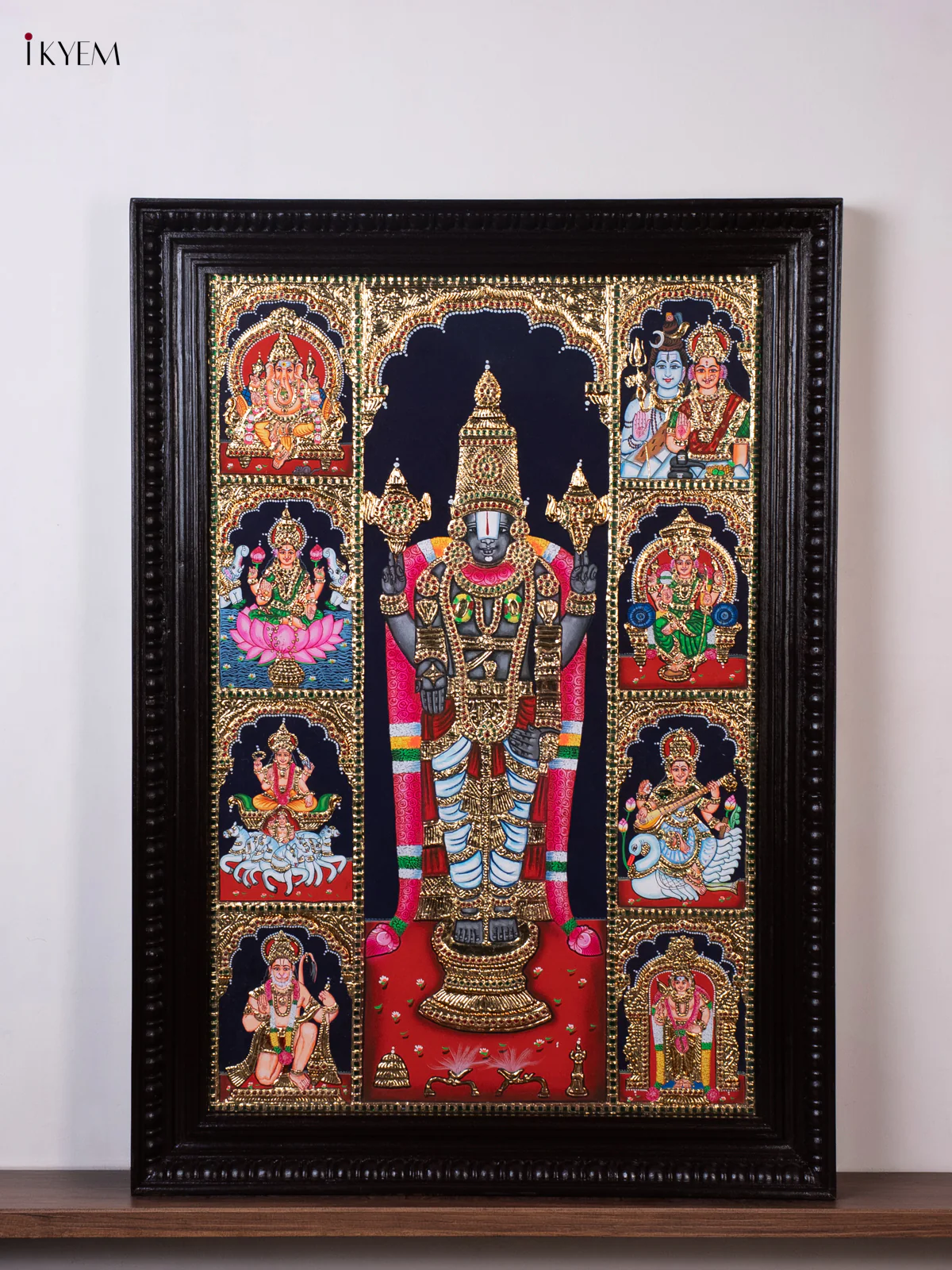 Balaji With 8 Gods Tanjore Painting (41x29) - KEC14001
