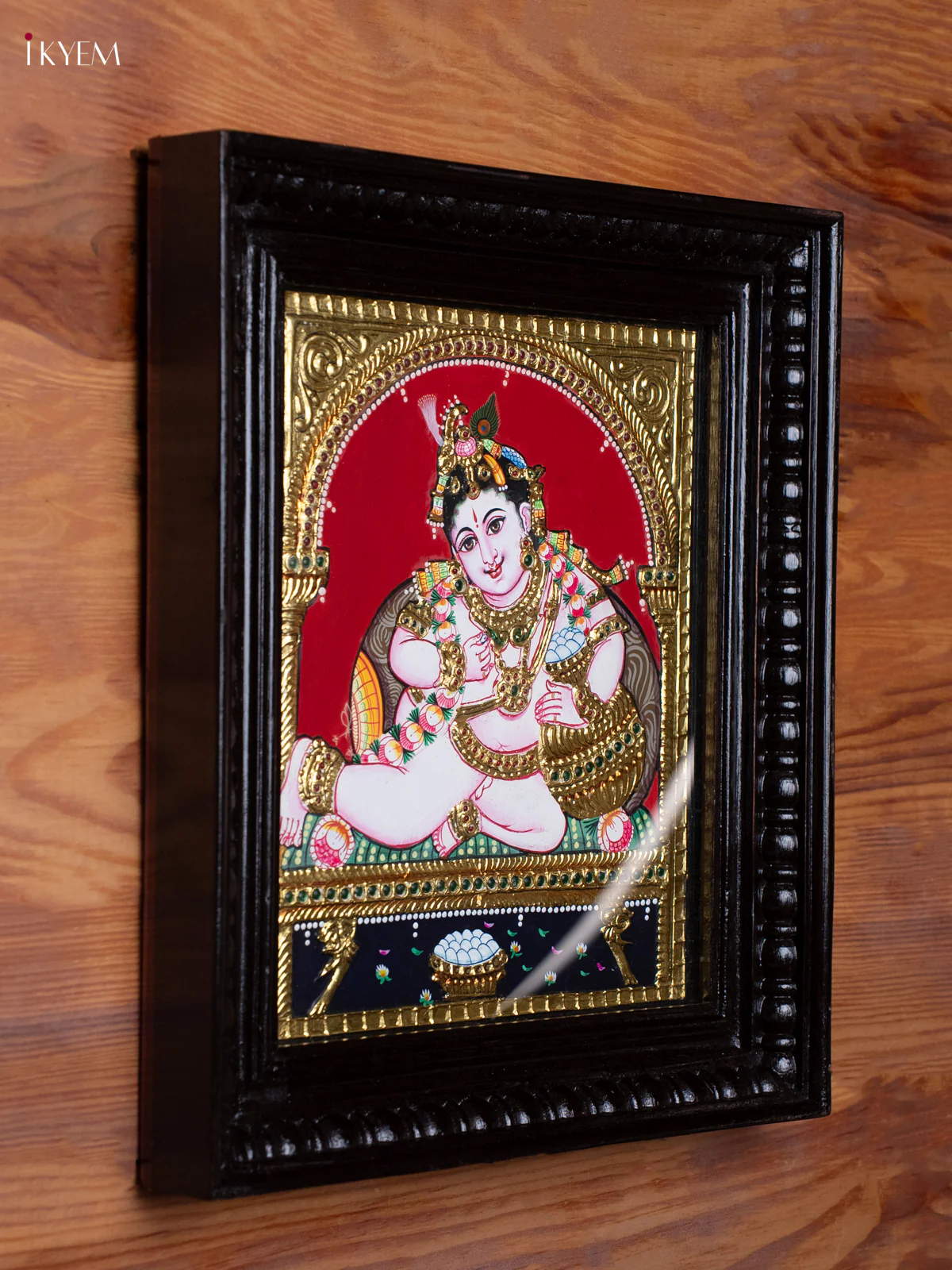 Baby Butter krishna Tanjore Painting (15x13) - KEC14004 - Image 3