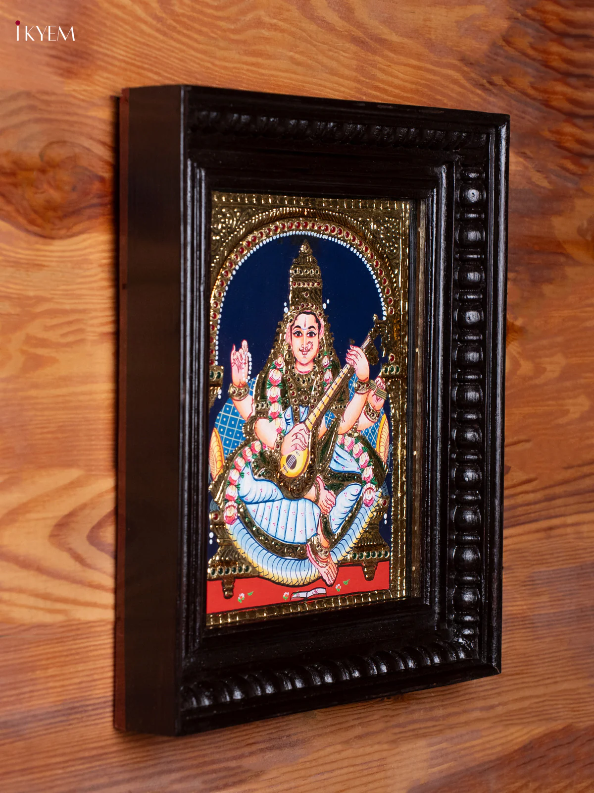 Saraswathi Tanjore Painting (13x11) - KEC14007 - Image 3