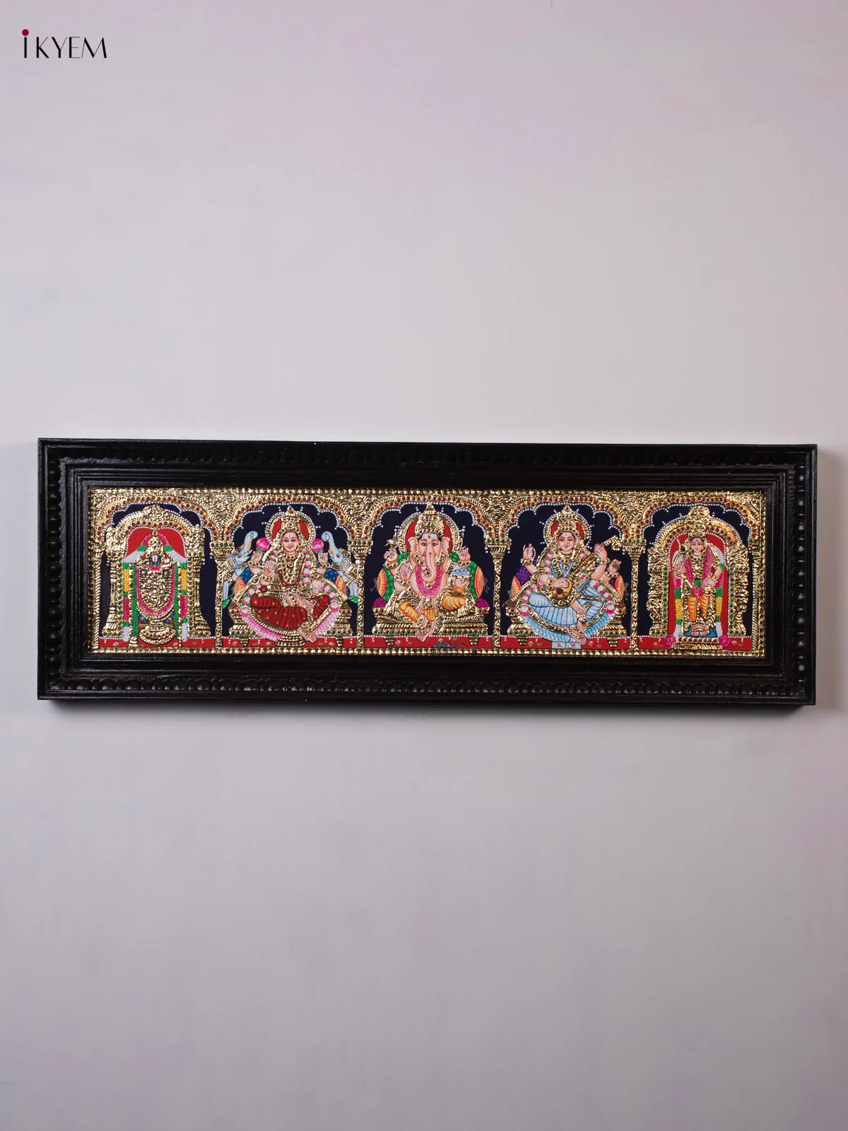 Balaji, Lakshmi, Ganesha, Saraswati, Murugan - Tanjore Painting (11x33) - KEC14008