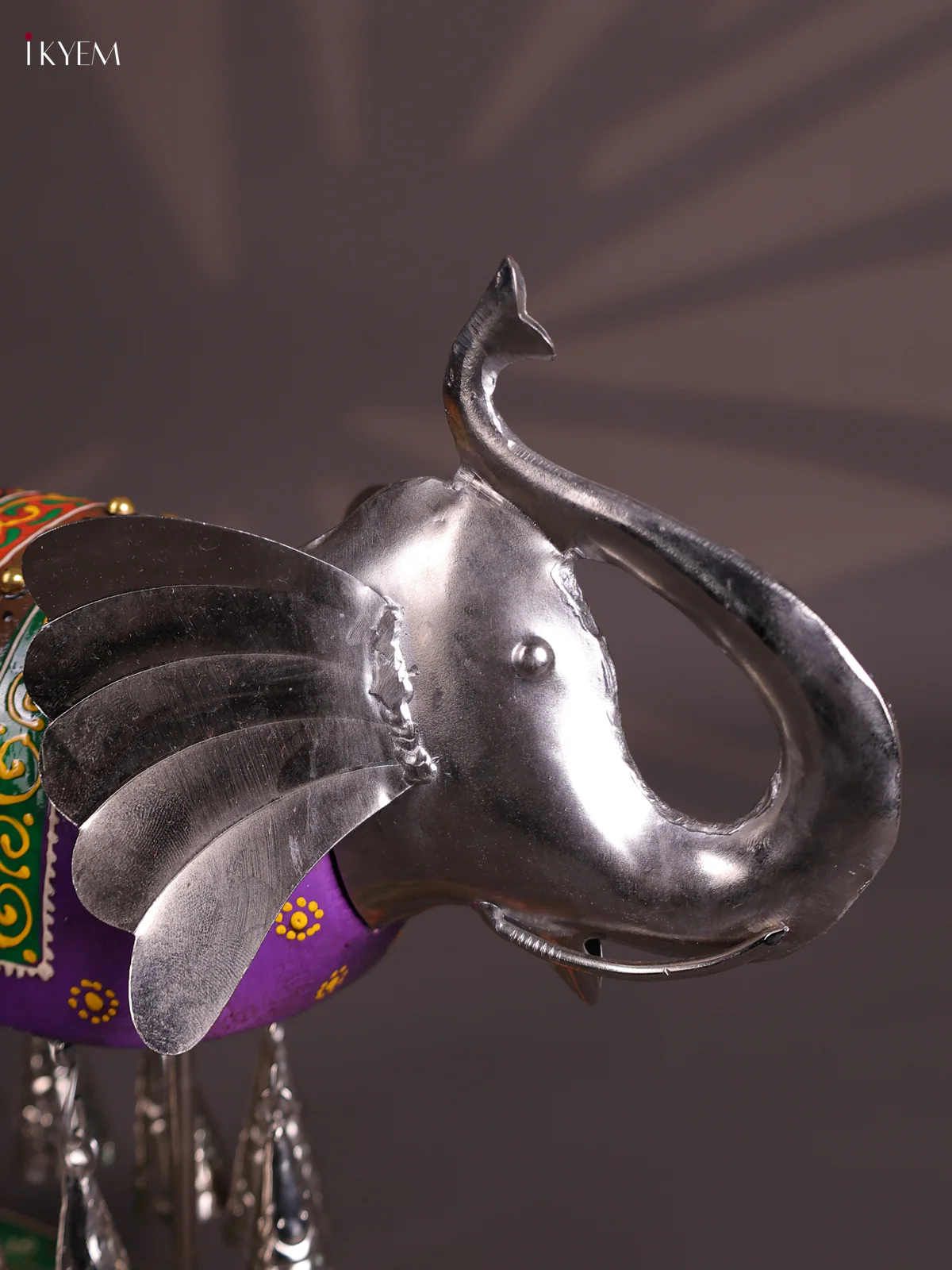 Hand Painted Wood And Metal 10 Bell - Elephant - Image 2