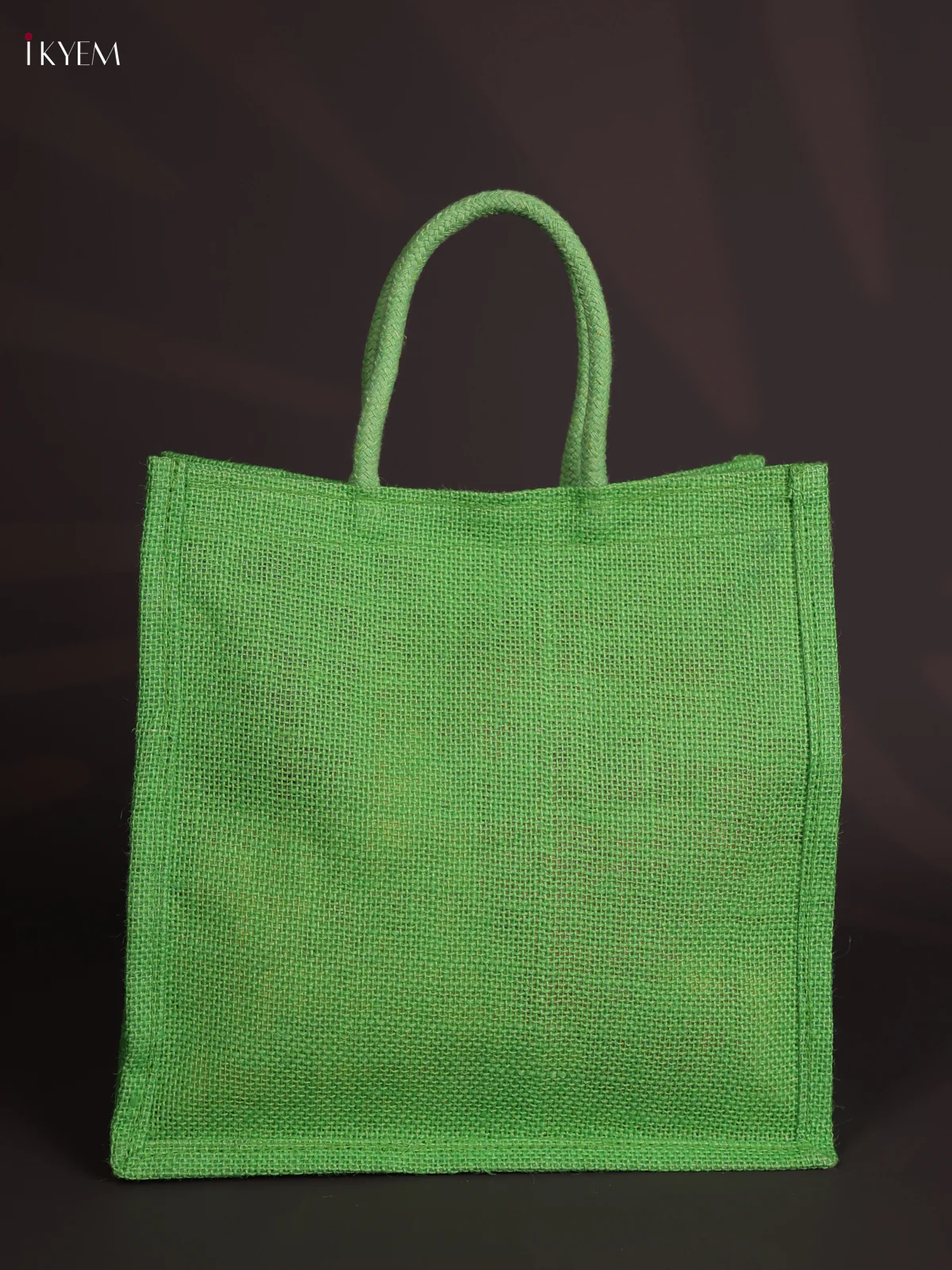 Green&Pink Half & Half Kalamkari Jute Bag with Rope Handles-KEC18003 - Image 3