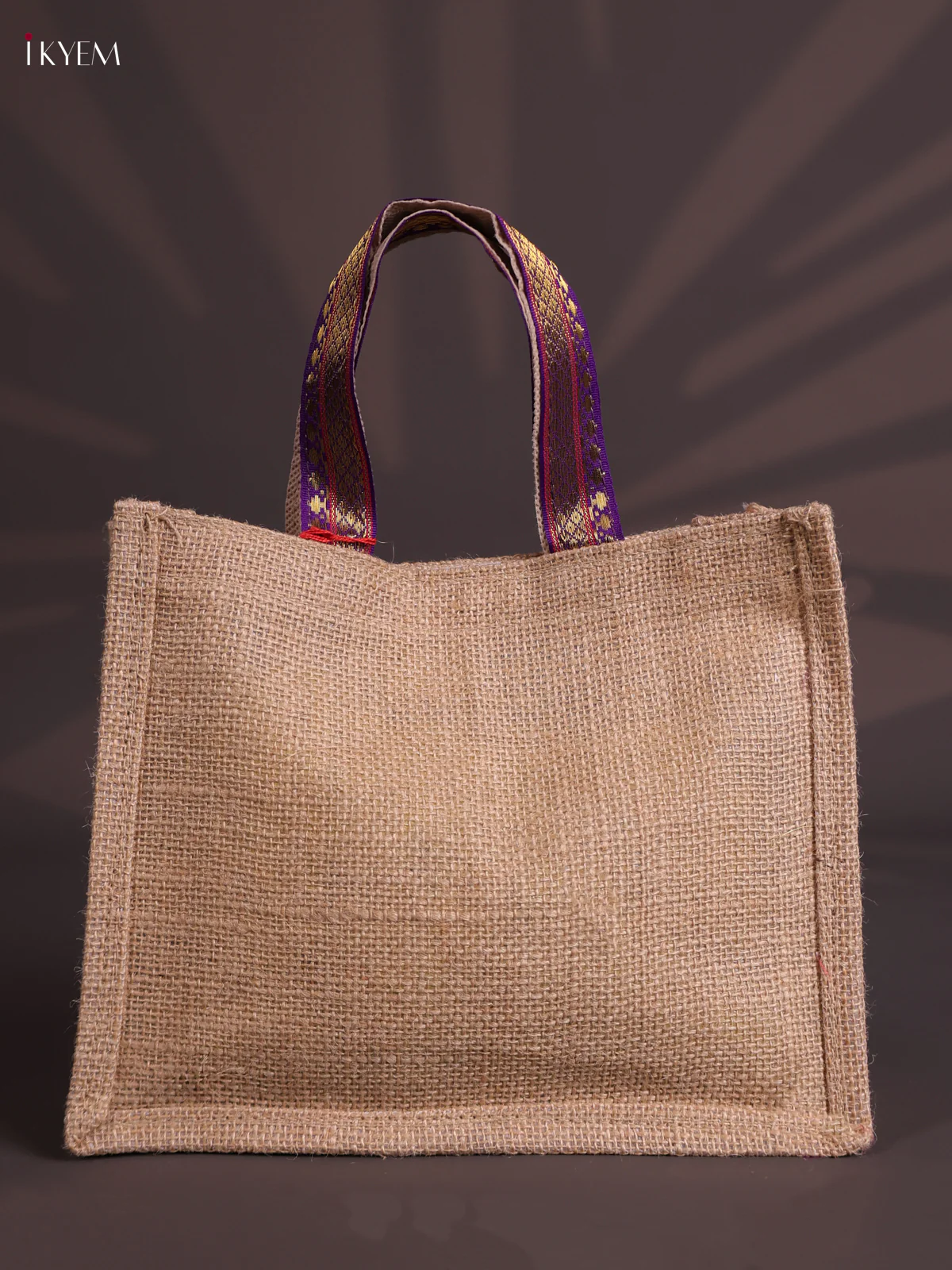 Baby Pink Half & Half Raw Silk Jute Bag with Velcro on Top-KEC18008 - Image 3