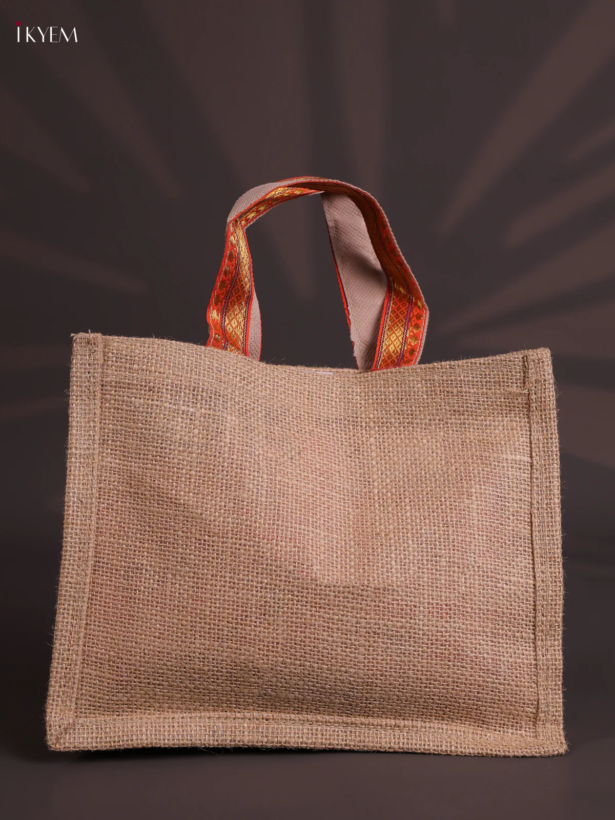 Blue Pink Half & Half Raw Silk Jute Bag with Velcro on Top-KEC18009 - Image 3