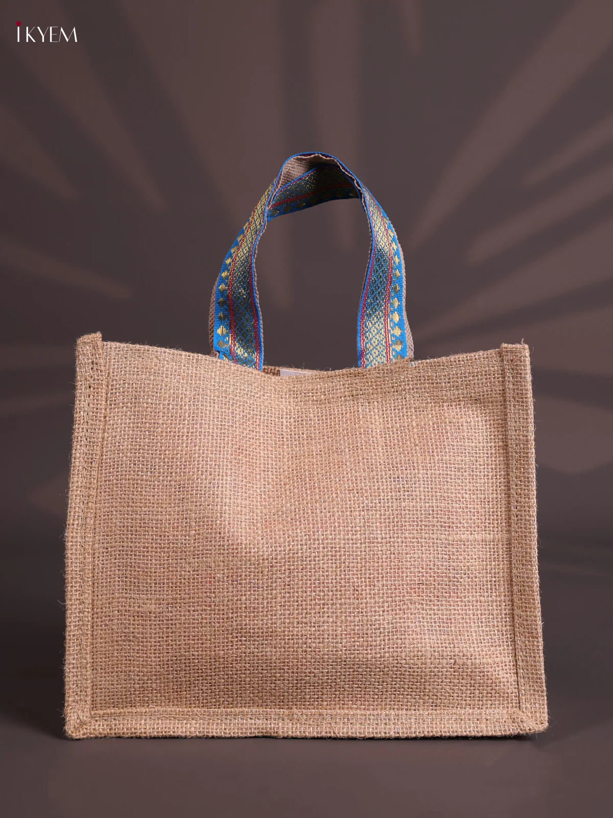 Purple Half & Half Raw Silk Jute Bag with Velcro on Top-KEC18010 - Image 3