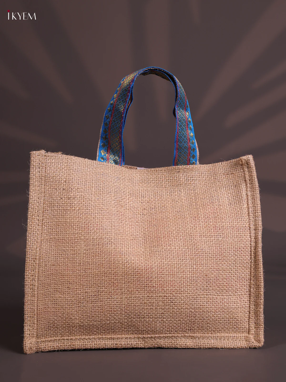 Pink Half & Half Raw Silk Jute Bag with Velcro on Top-KEC18011 - Image 3
