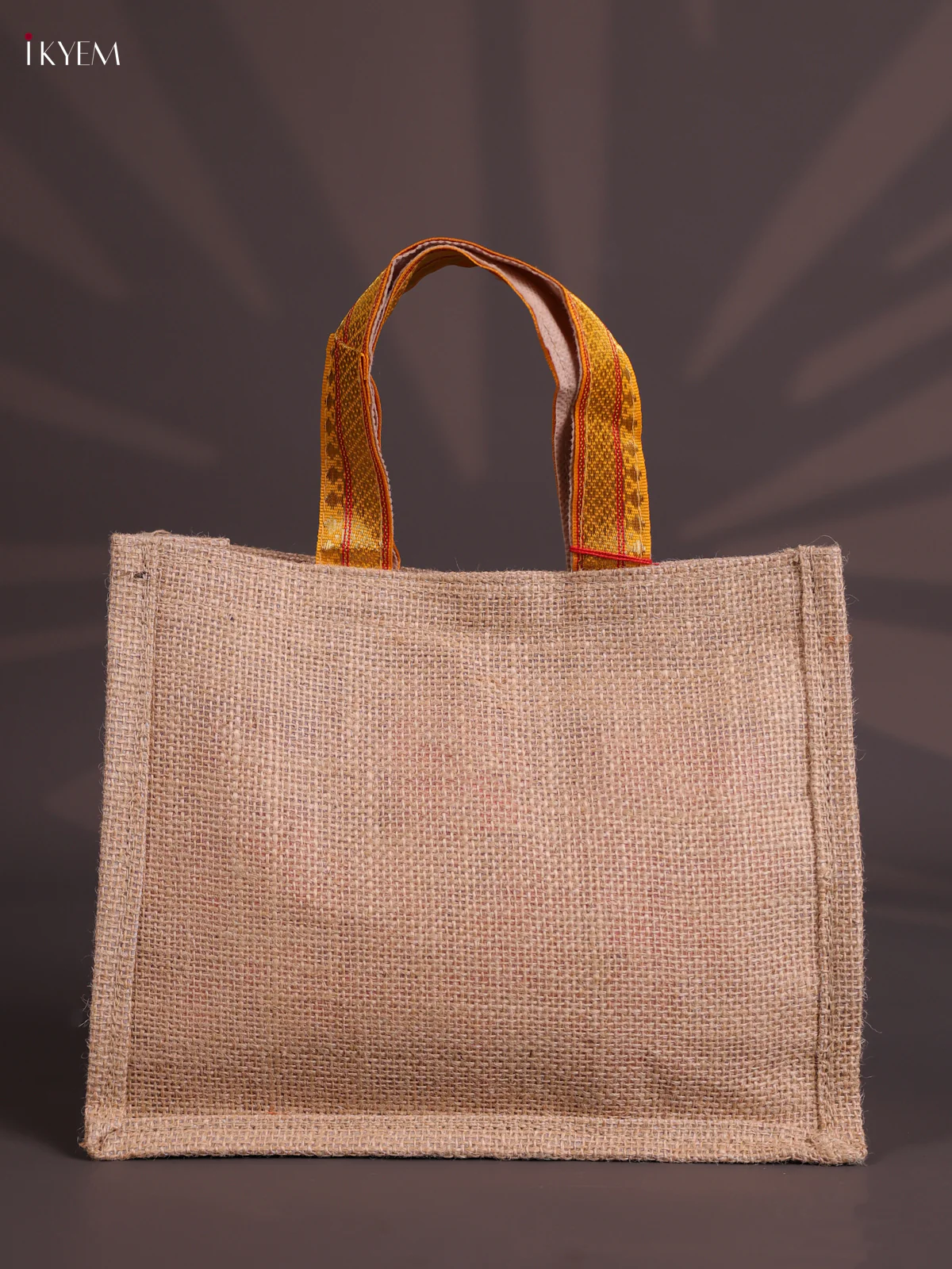 Sky Blue Half & Half Raw Silk Jute Bag with Velcro on Top-KEC18017 - Image 3