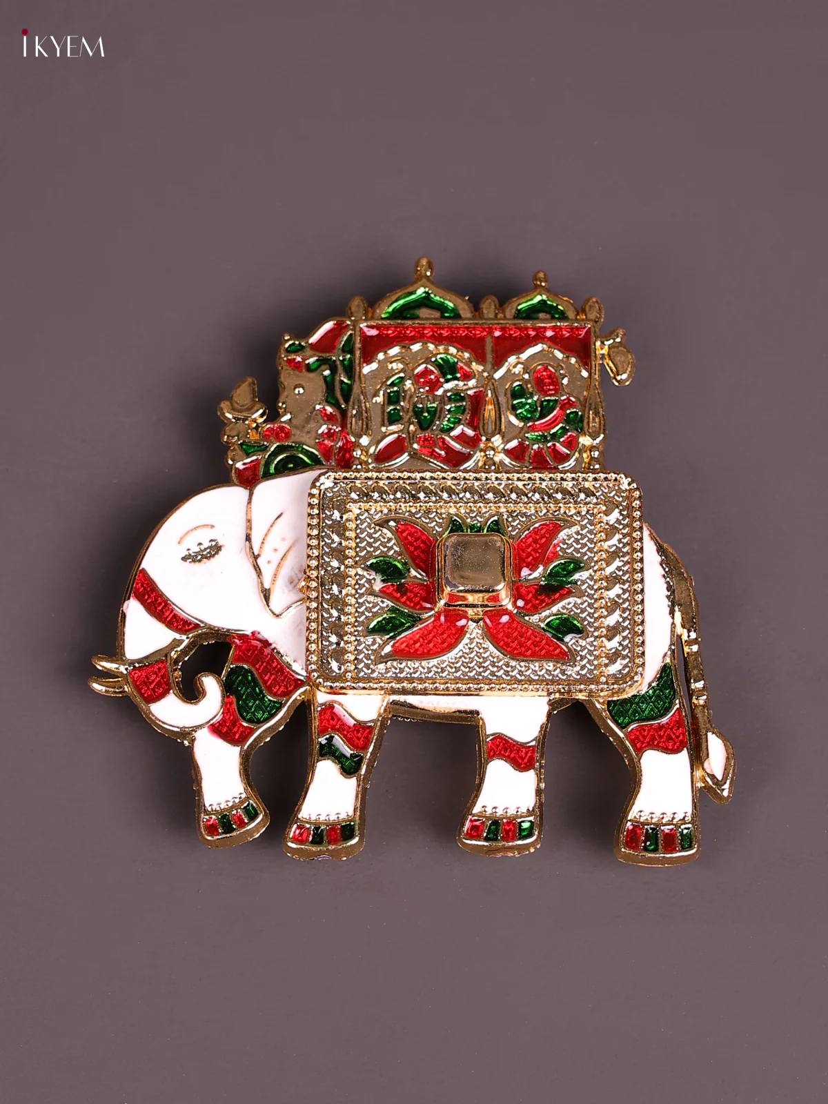 Meenakari Haldi Kumkum Holder - Elephant-KEC20011