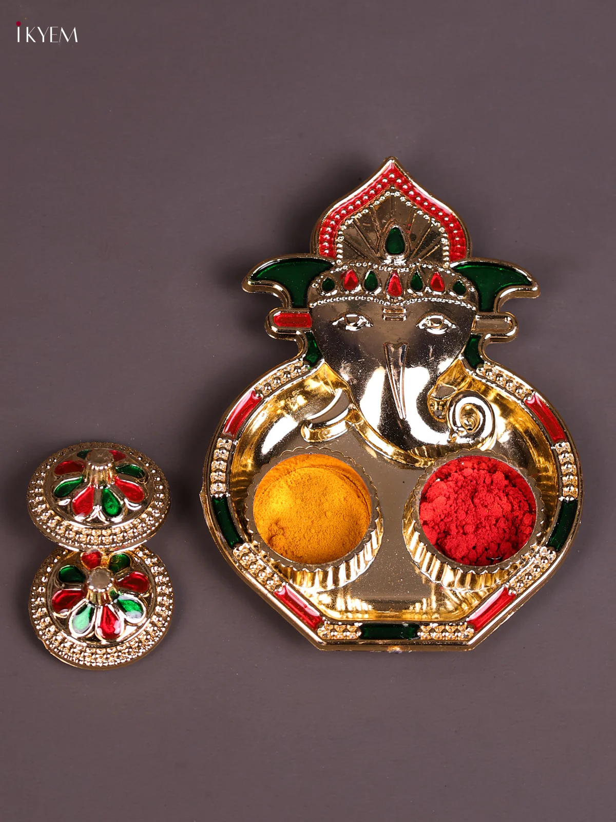 Meenakari Haldi Kumkum Holder - Ganesha Design-KEC20016 - Image 2
